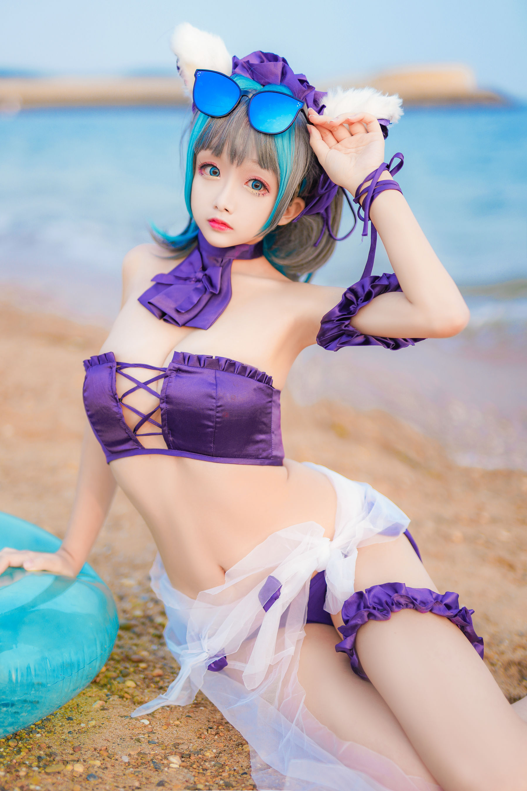 [COS福利] Cosplay日奈娇 - 柴郡猫泳装/(41P)