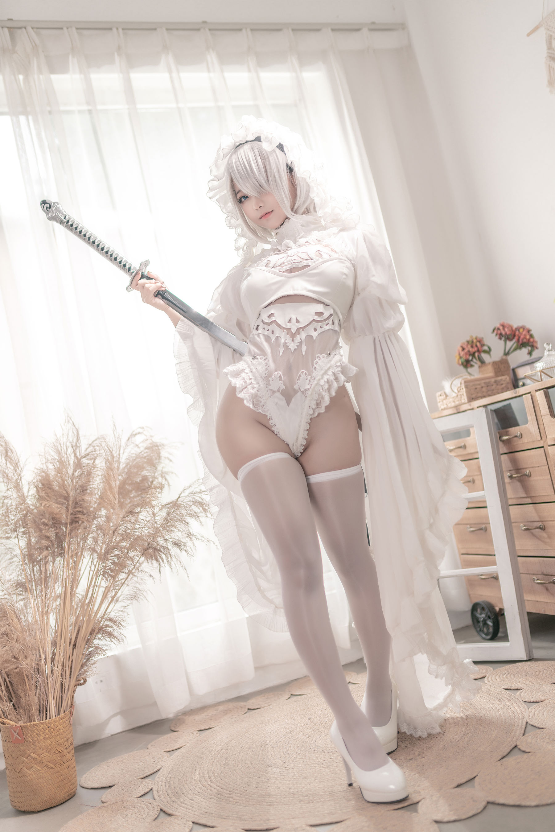 [Cosplay] 动漫博主蠢沫沫 - 尼尔纪元 白花嫁/(20P)