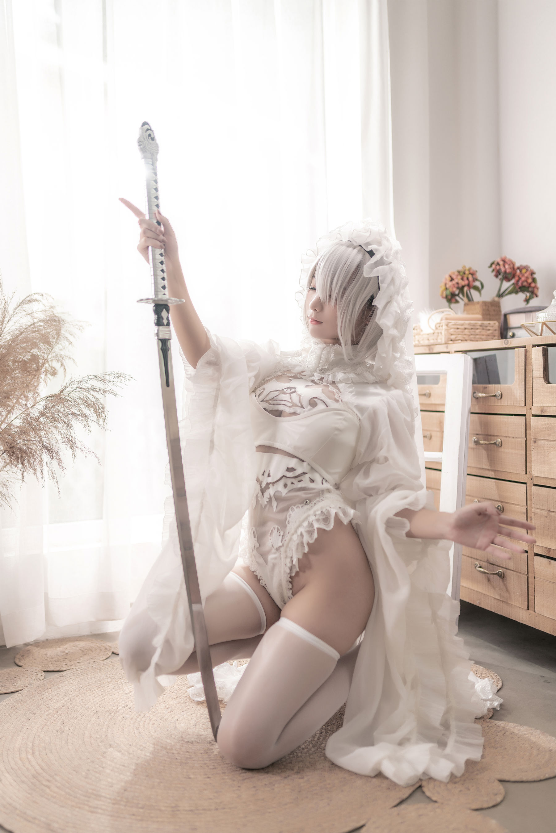 [Cosplay] 动漫博主蠢沫沫 - 尼尔纪元 白花嫁/(20P)