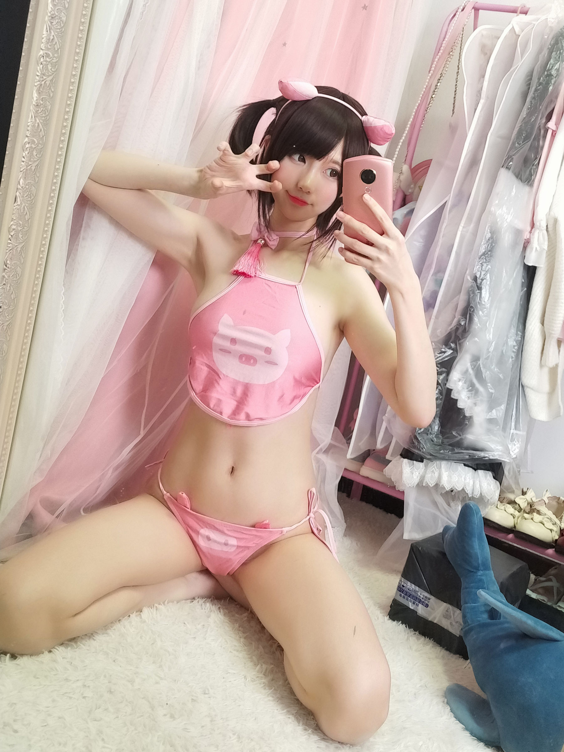 [Cosplay] NAGISA魔物喵[fantia] - Pink pig/(15P)