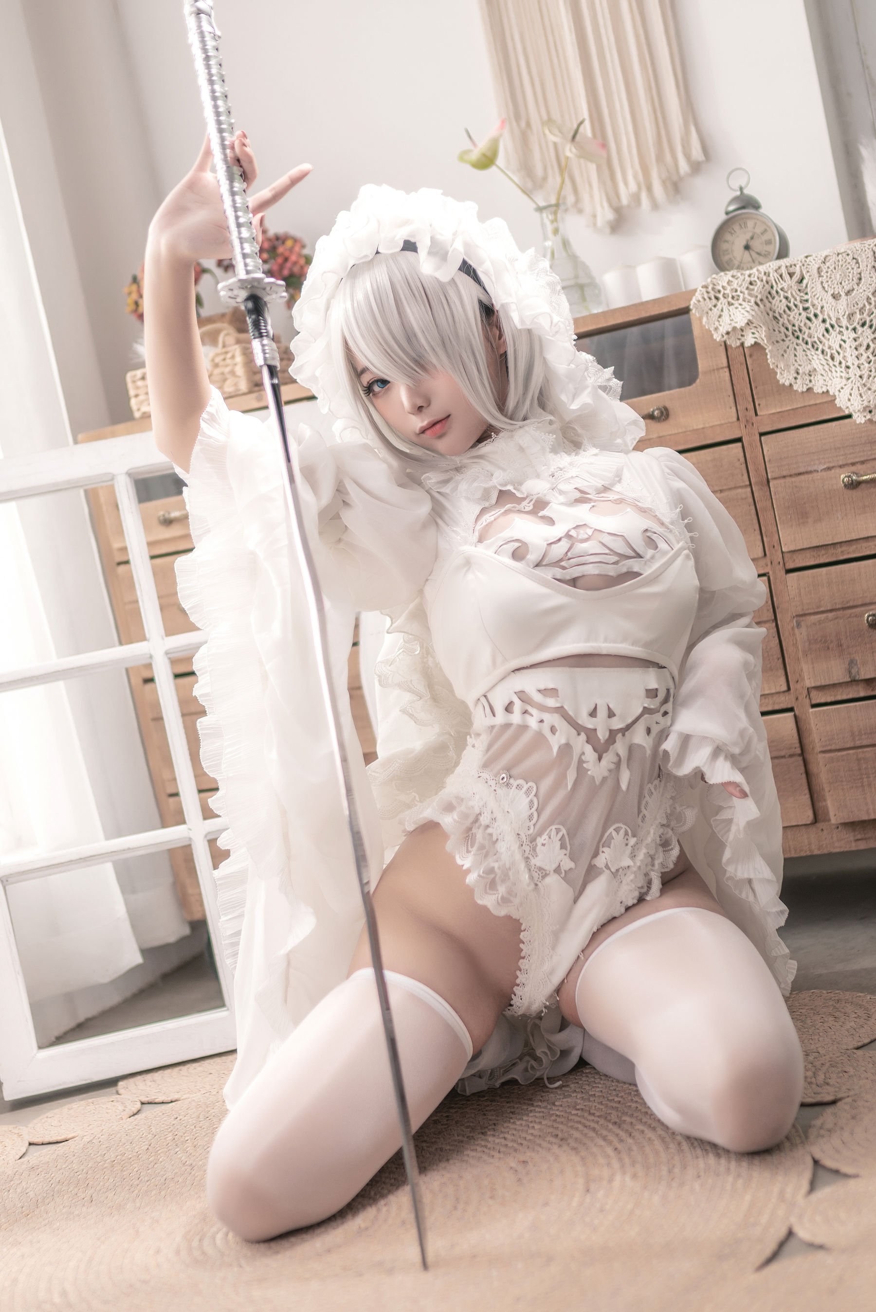 [Cosplay] 动漫博主蠢沫沫 - 尼尔纪元 白花嫁/(20P)