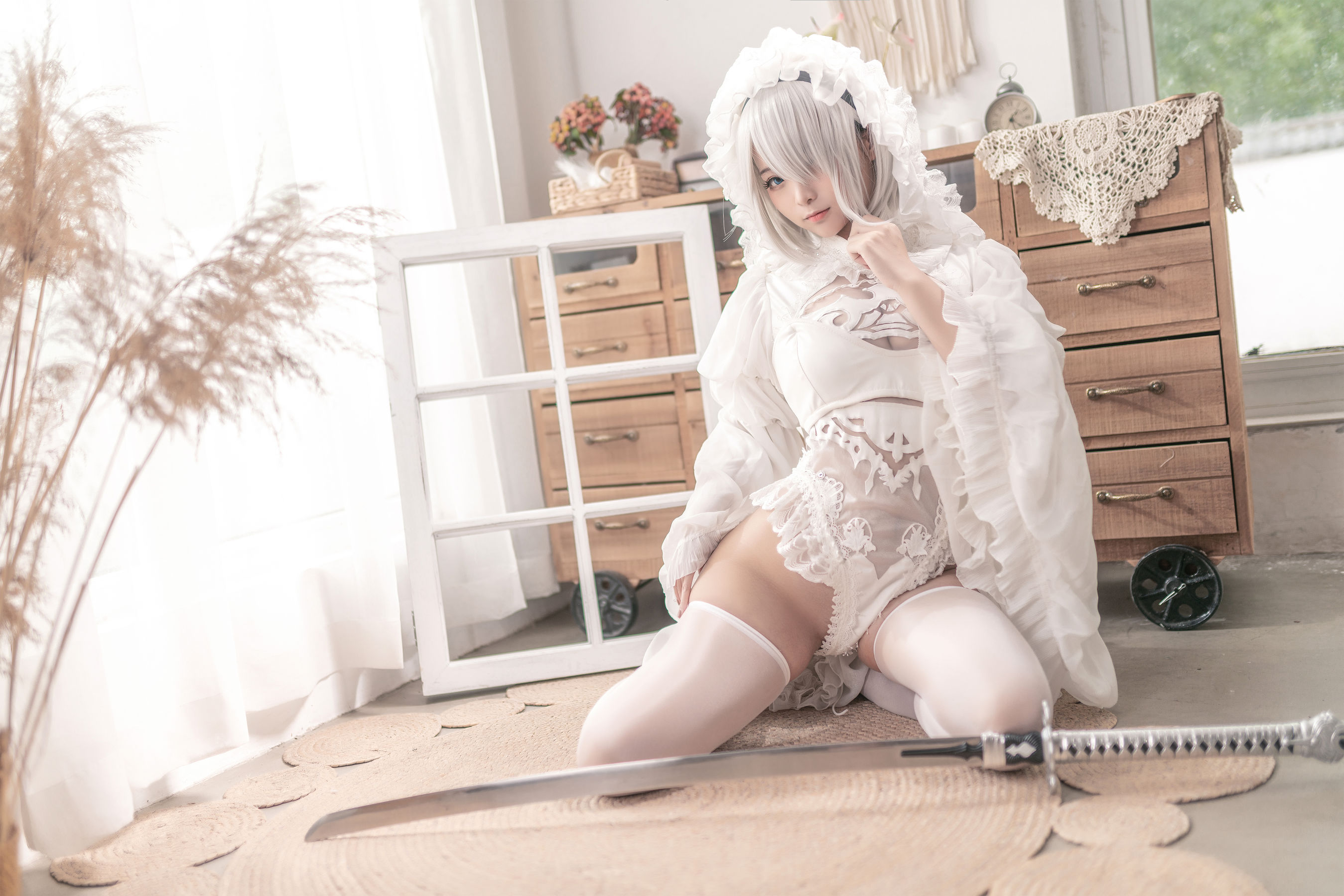 [Cosplay] 动漫博主蠢沫沫 - 尼尔纪元 白花嫁/(20P)