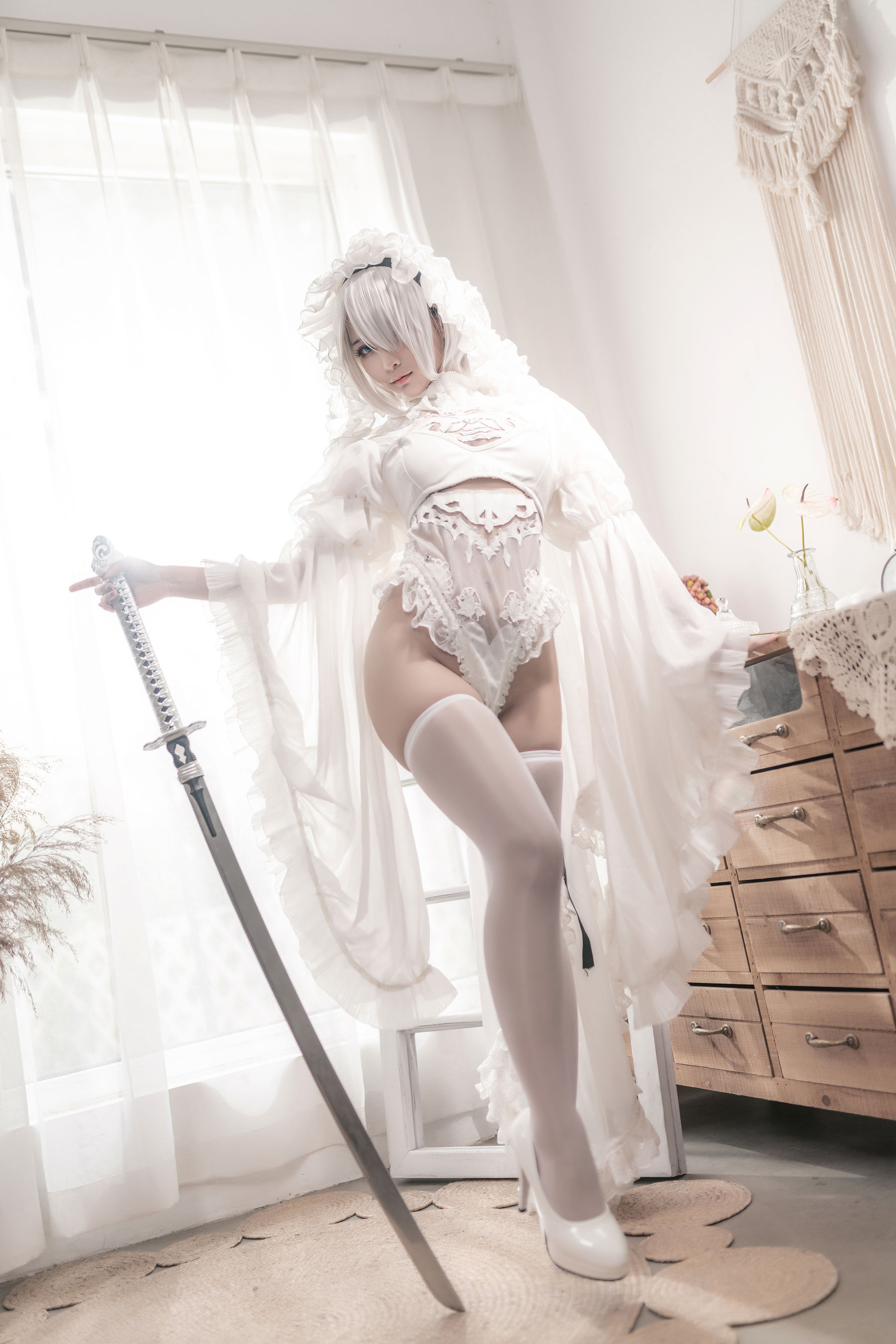 [Cosplay] 动漫博主蠢沫沫 - 尼尔纪元 白花嫁/(20P)