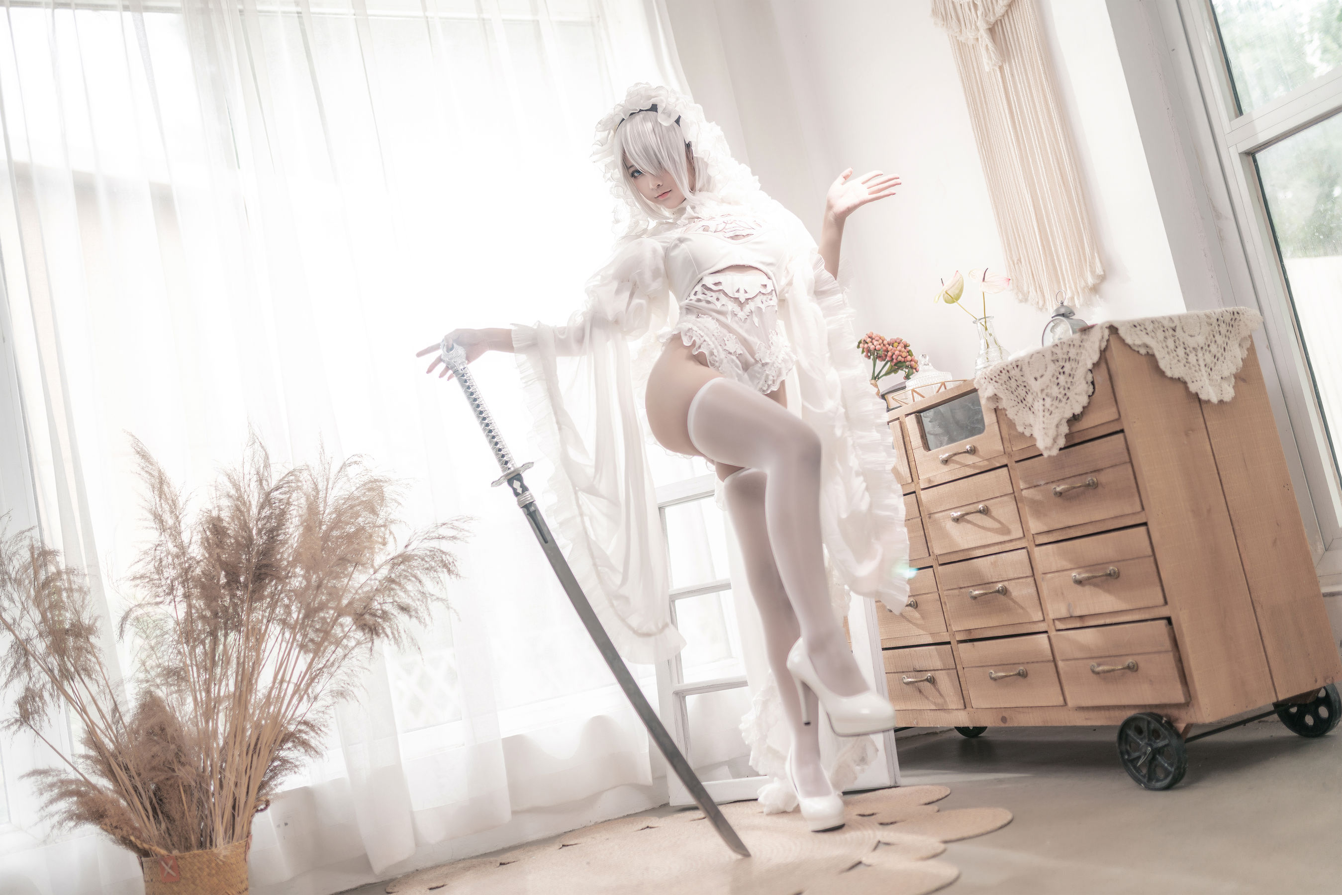 [Cosplay] 动漫博主蠢沫沫 - 尼尔纪元 白花嫁/(20P)