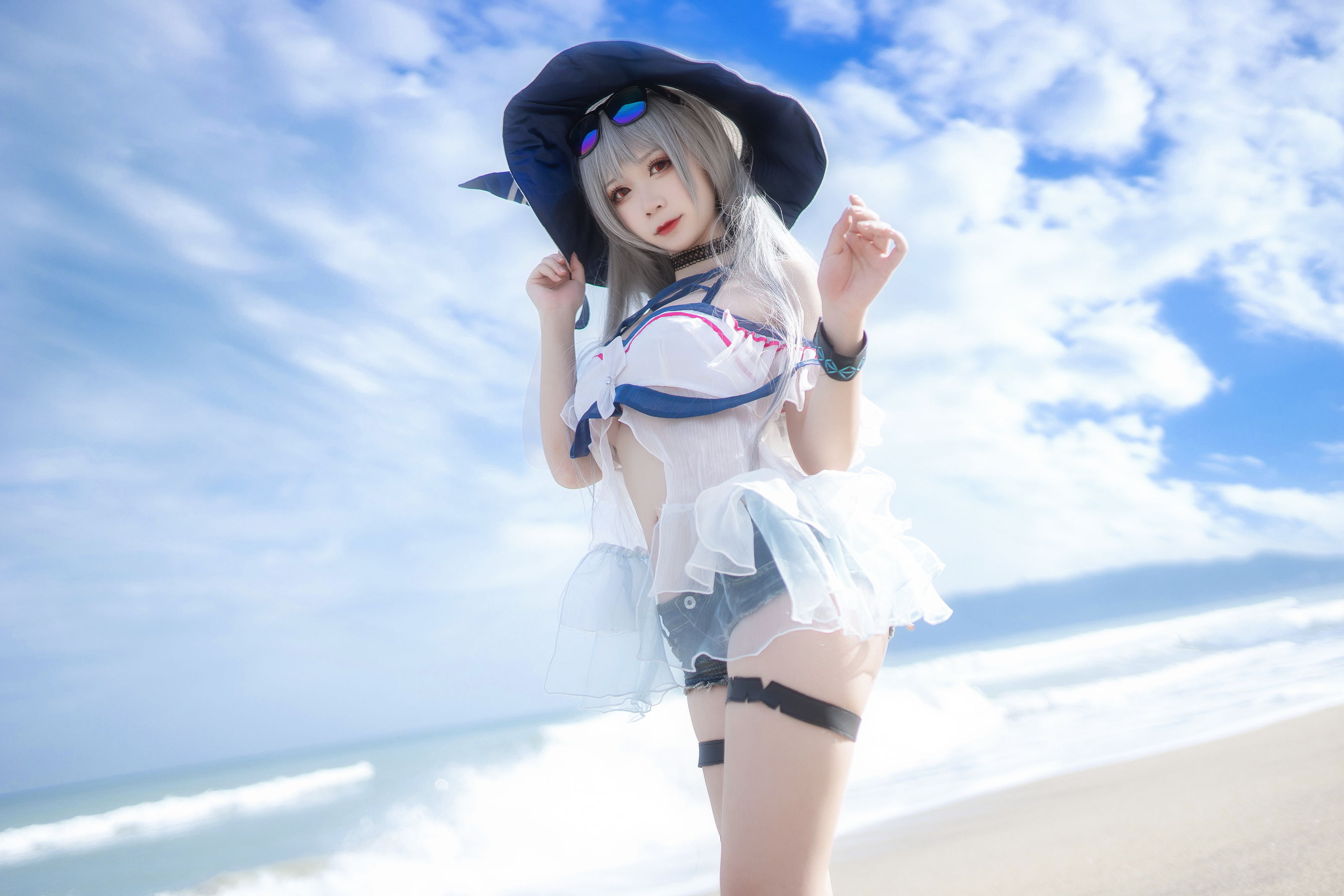 [Cosplay] 动漫博主樱落酱w - 斯卡蒂泳装/(21P)