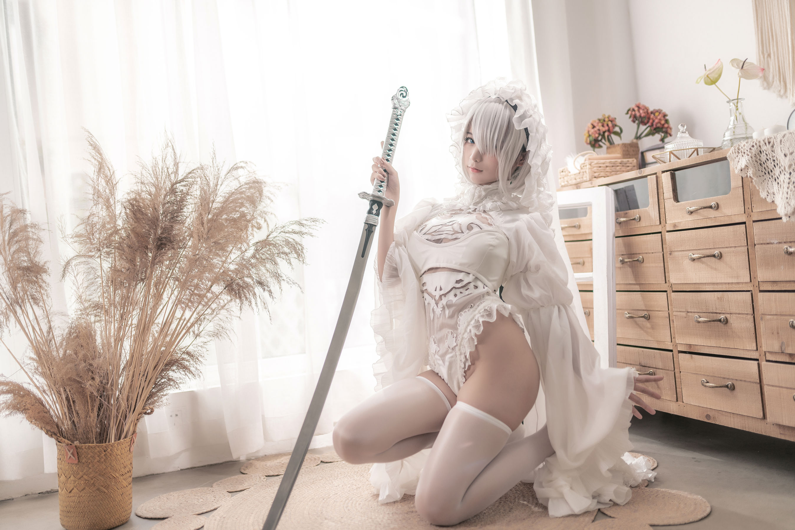 [Cosplay] 动漫博主蠢沫沫 - 尼尔纪元 白花嫁/(20P)