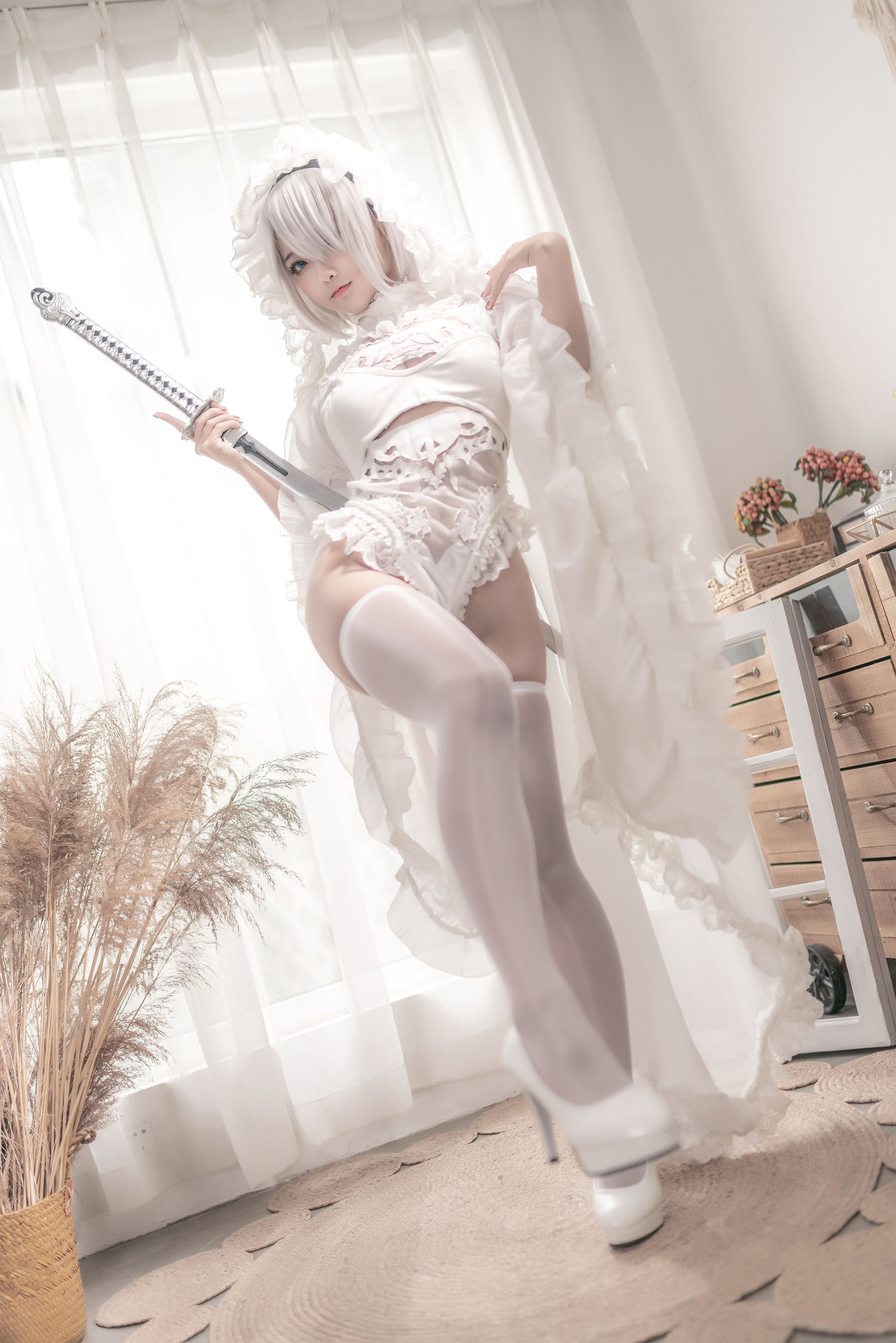 [Cosplay] 动漫博主蠢沫沫 - 尼尔纪元 白花嫁/(20P)