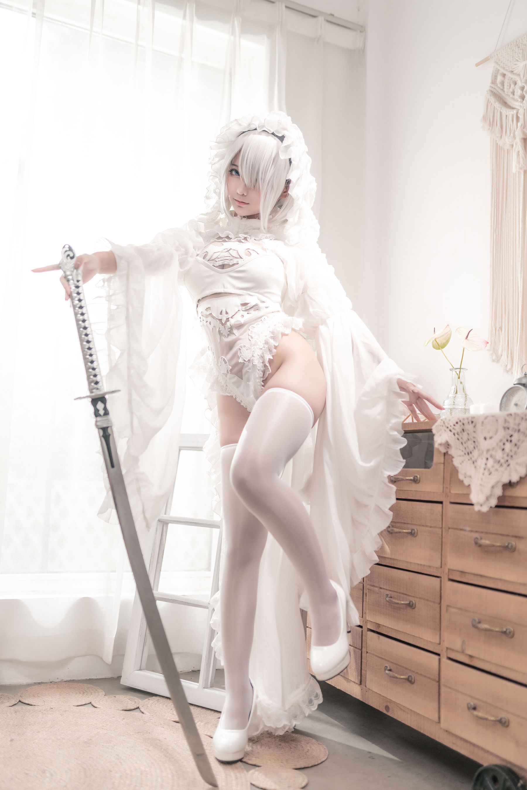 [Cosplay] 动漫博主蠢沫沫 - 尼尔纪元 白花嫁/(20P)