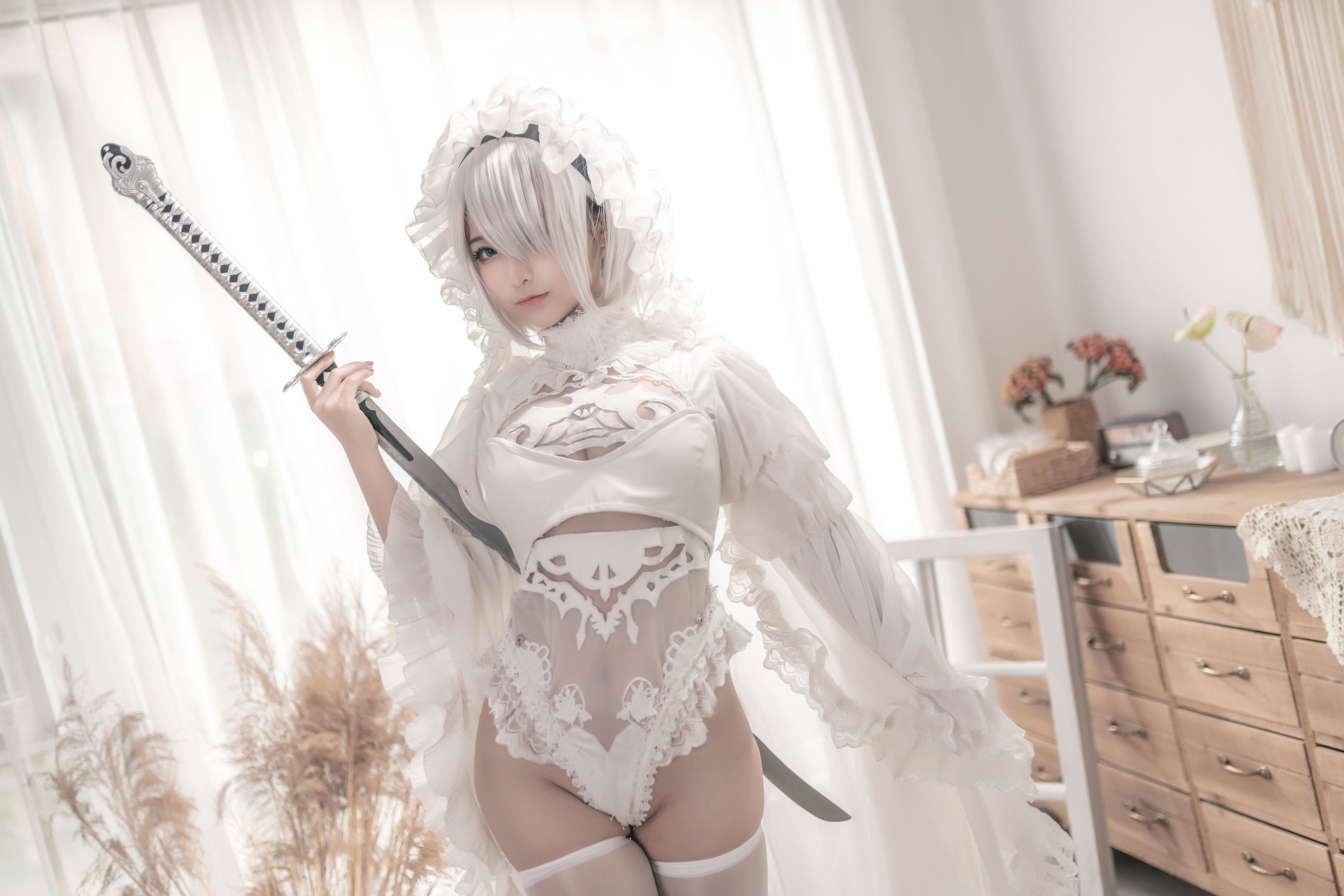 [Cosplay] 动漫博主蠢沫沫 - 尼尔纪元 白花嫁/(20P)