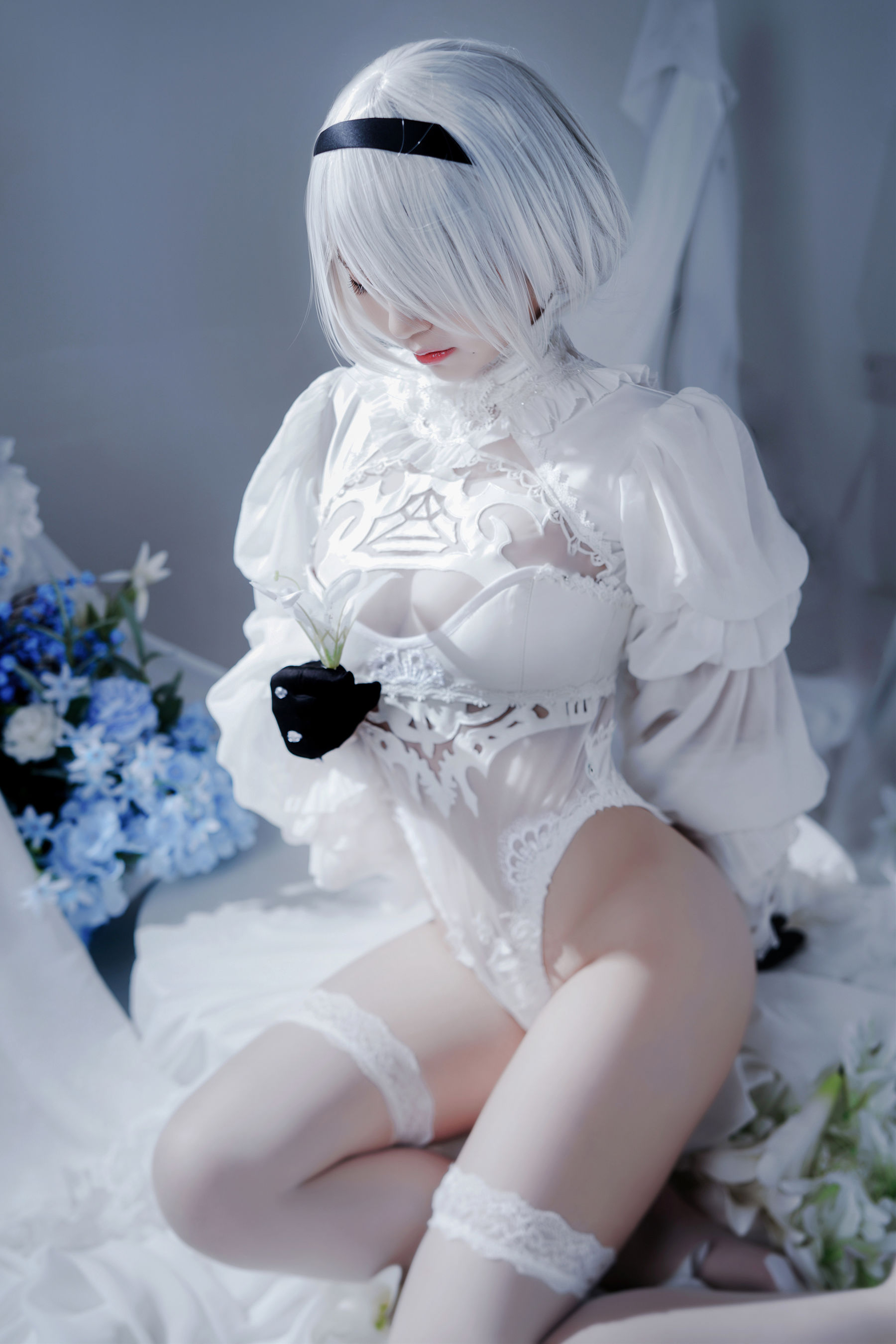 [福利COS] 半半子 - Automataヨルハ二号B型 白いドレス/(51P)