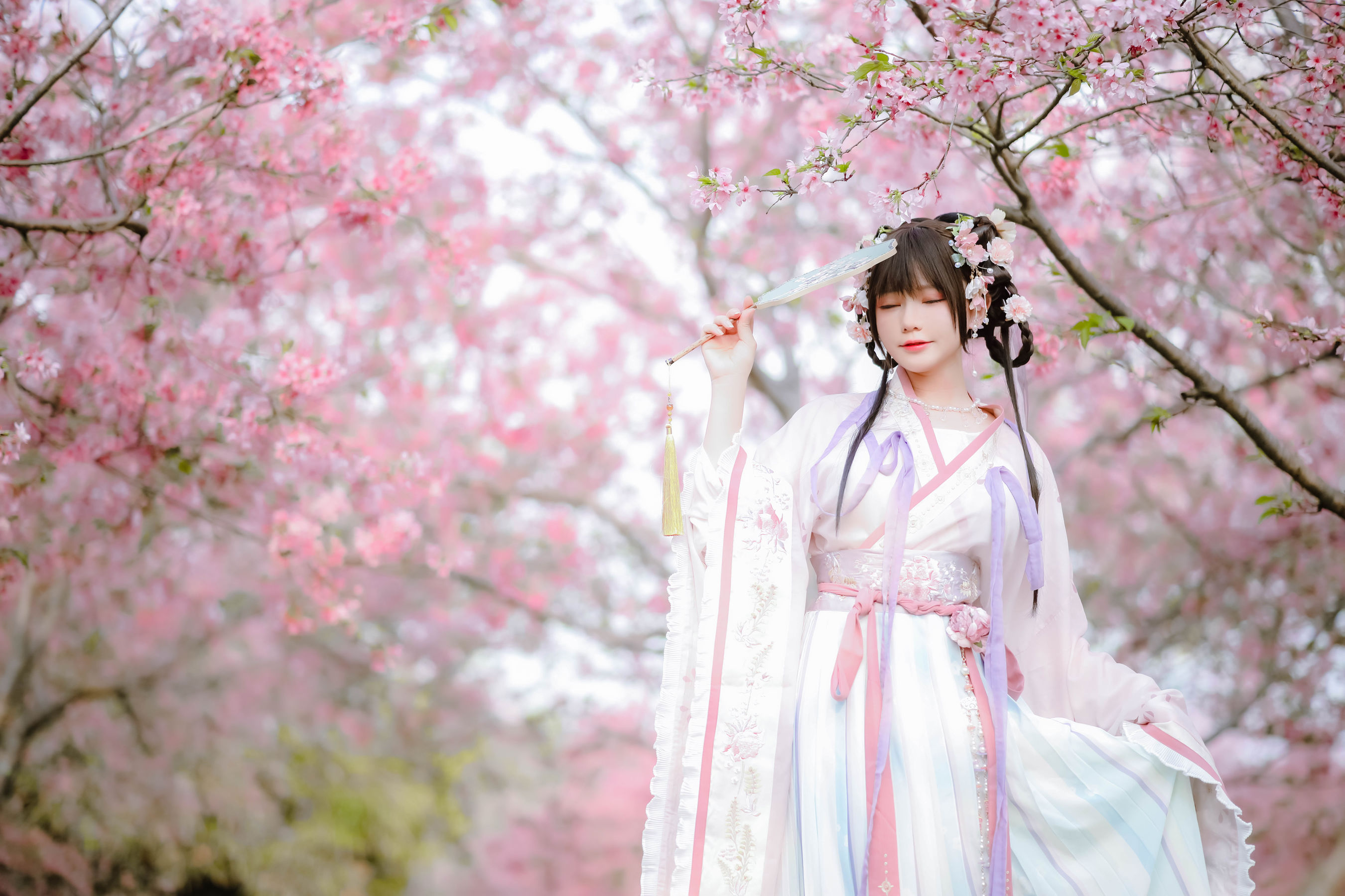 [福利COS] 萌妹子Nyako喵子 - 樱花汉服 花神祈愿/(52P)