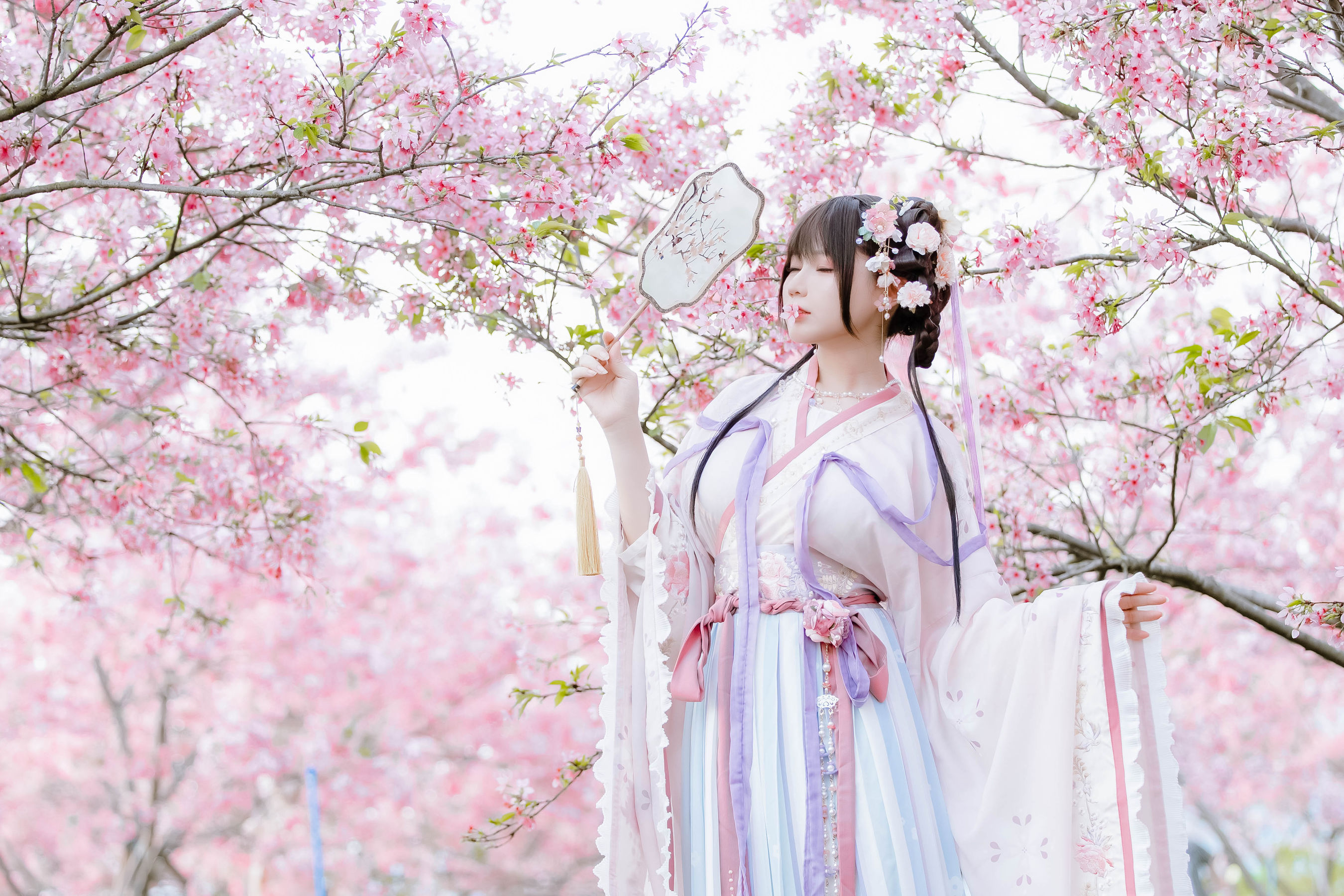 [福利COS] 萌妹子Nyako喵子 - 樱花汉服 花神祈愿/(52P)