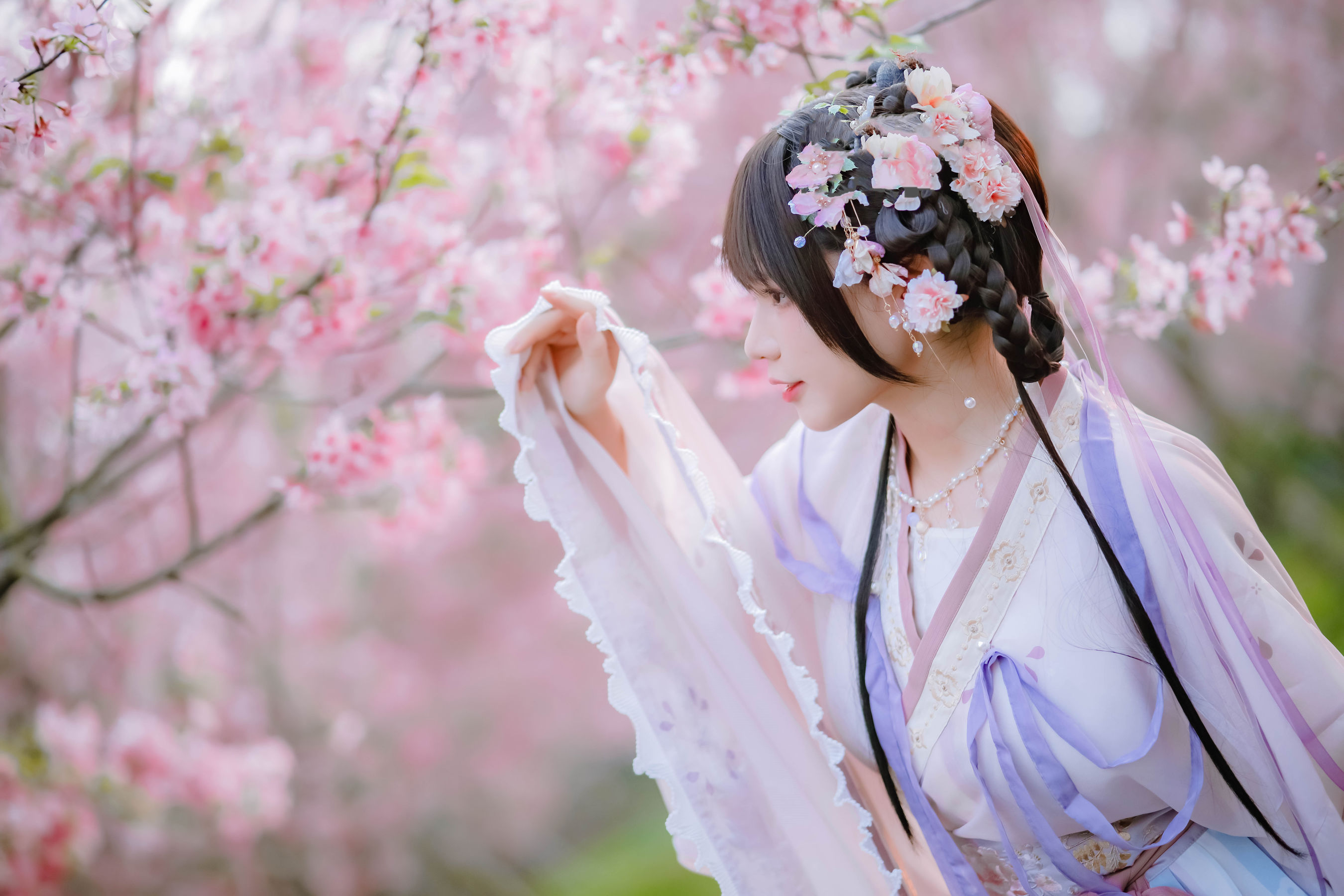 [福利COS] 萌妹子Nyako喵子 - 樱花汉服 花神祈愿/(52P)