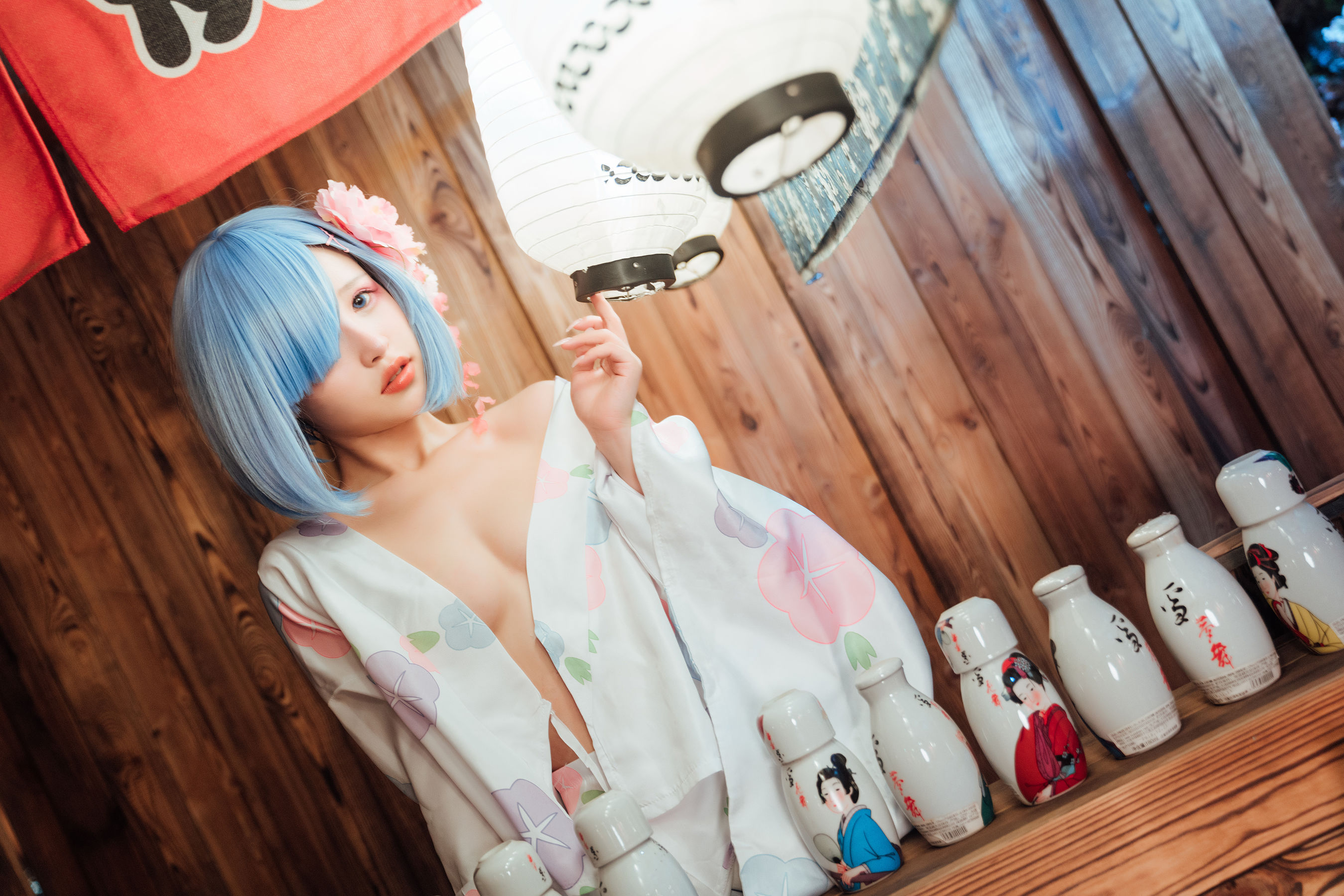 [网红COSER] 美少女晕崽 - 和服雷姆/(46P)