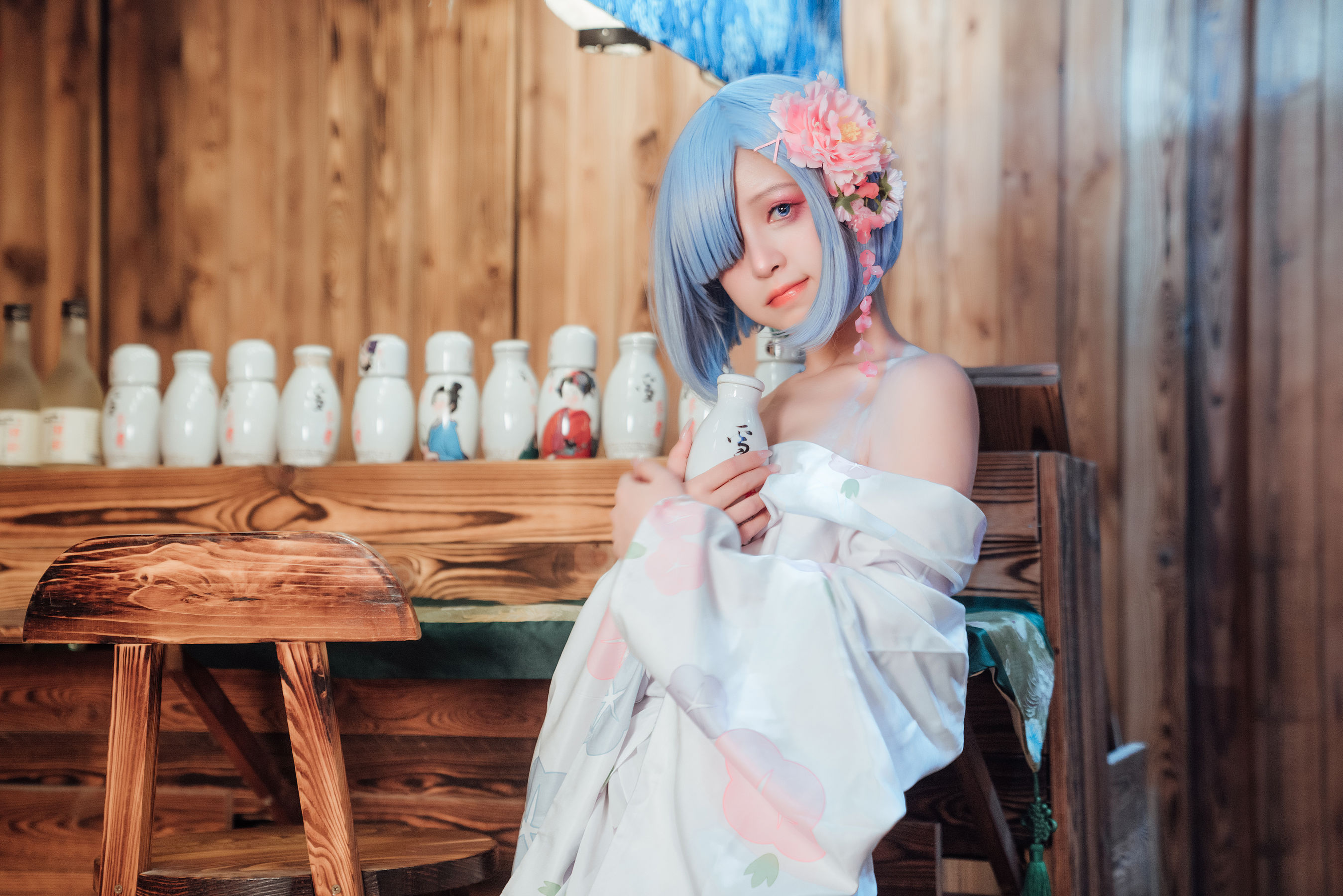 [网红COSER] 美少女晕崽 - 和服雷姆/(46P)