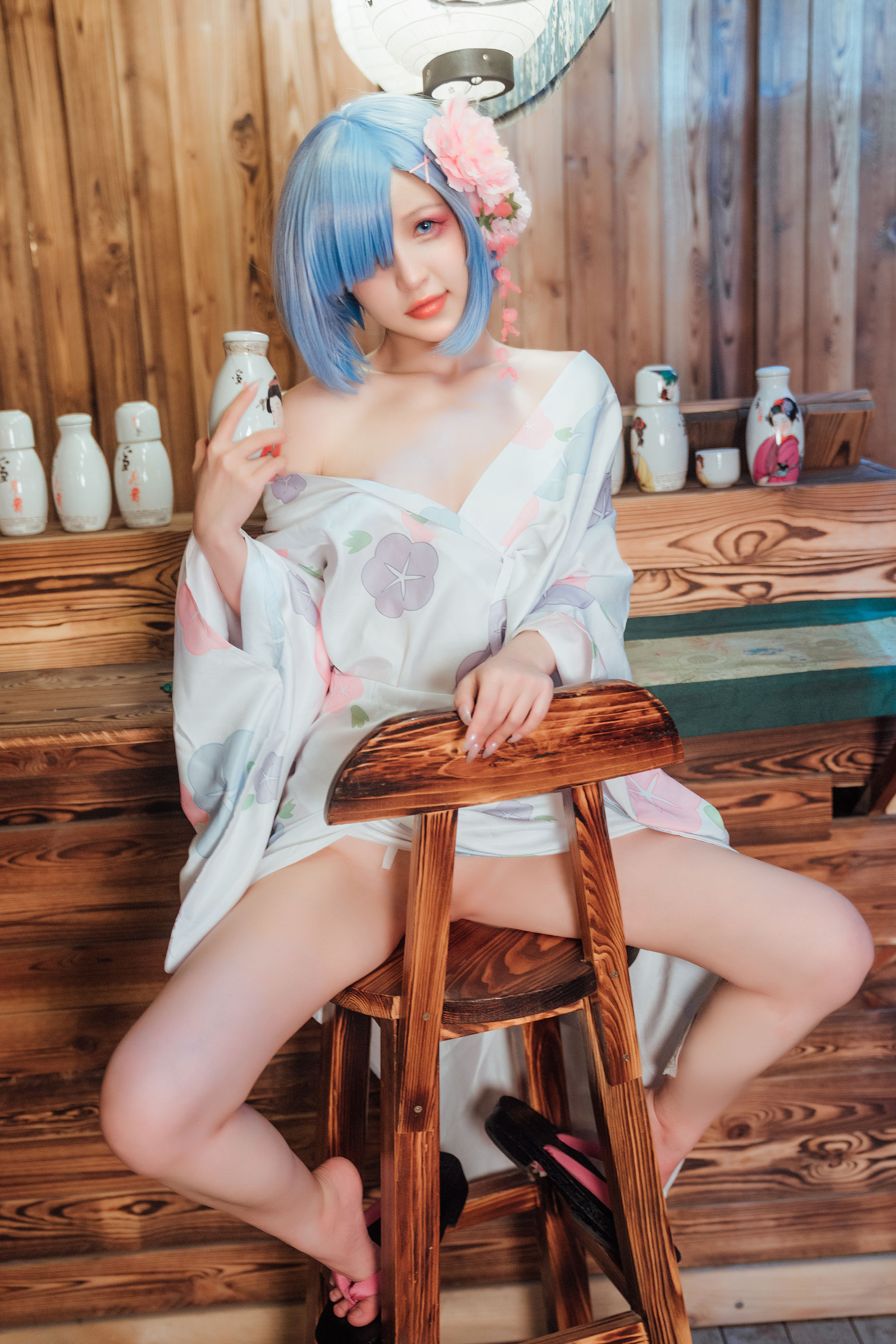 [网红COSER] 美少女晕崽 - 和服雷姆/(46P)