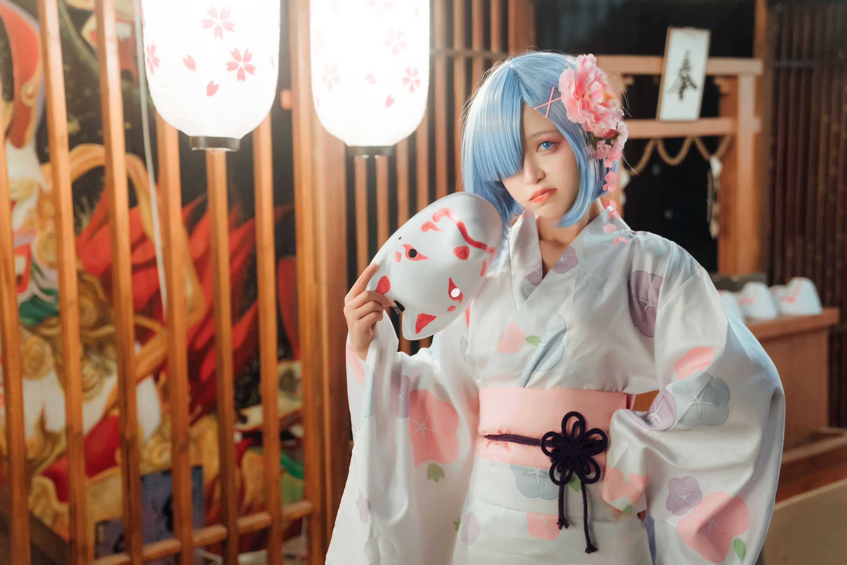 [网红COSER] 美少女晕崽 - 和服雷姆/(46P)