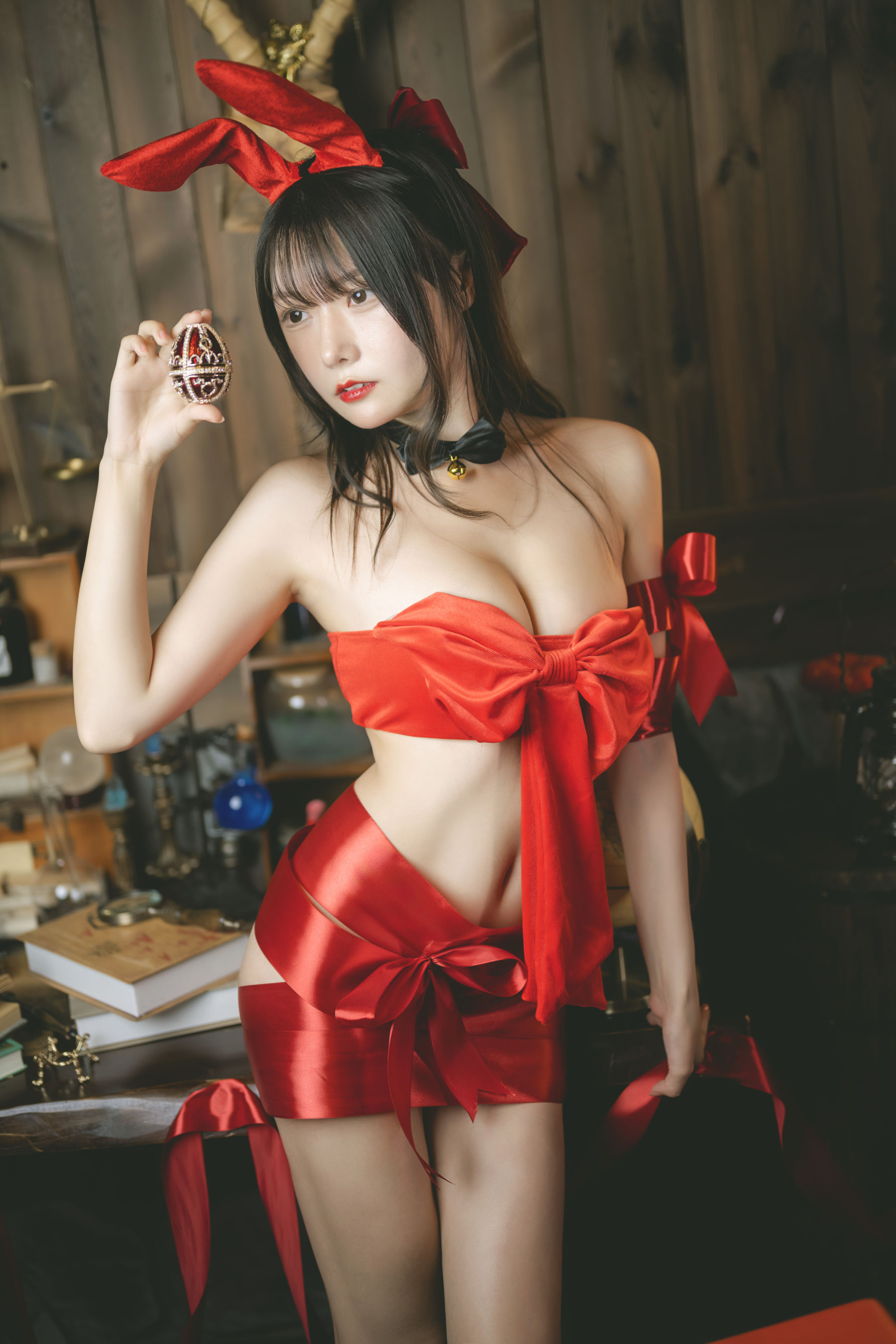 [网红COSER] 香草喵露露写真 - 杨枝甘露 红色丝带礼物/(54P)