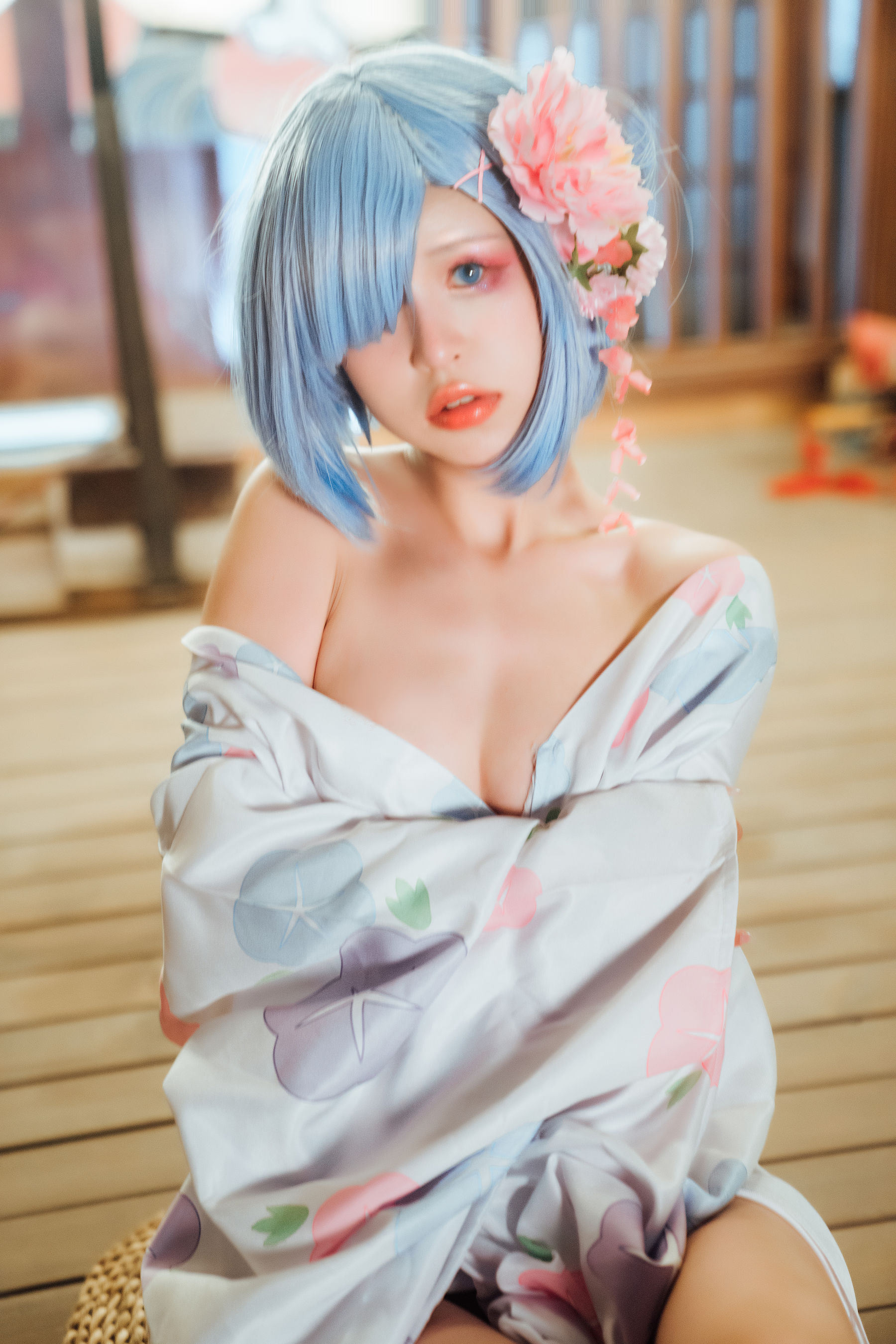 [网红COSER] 美少女晕崽 - 和服雷姆/(46P)