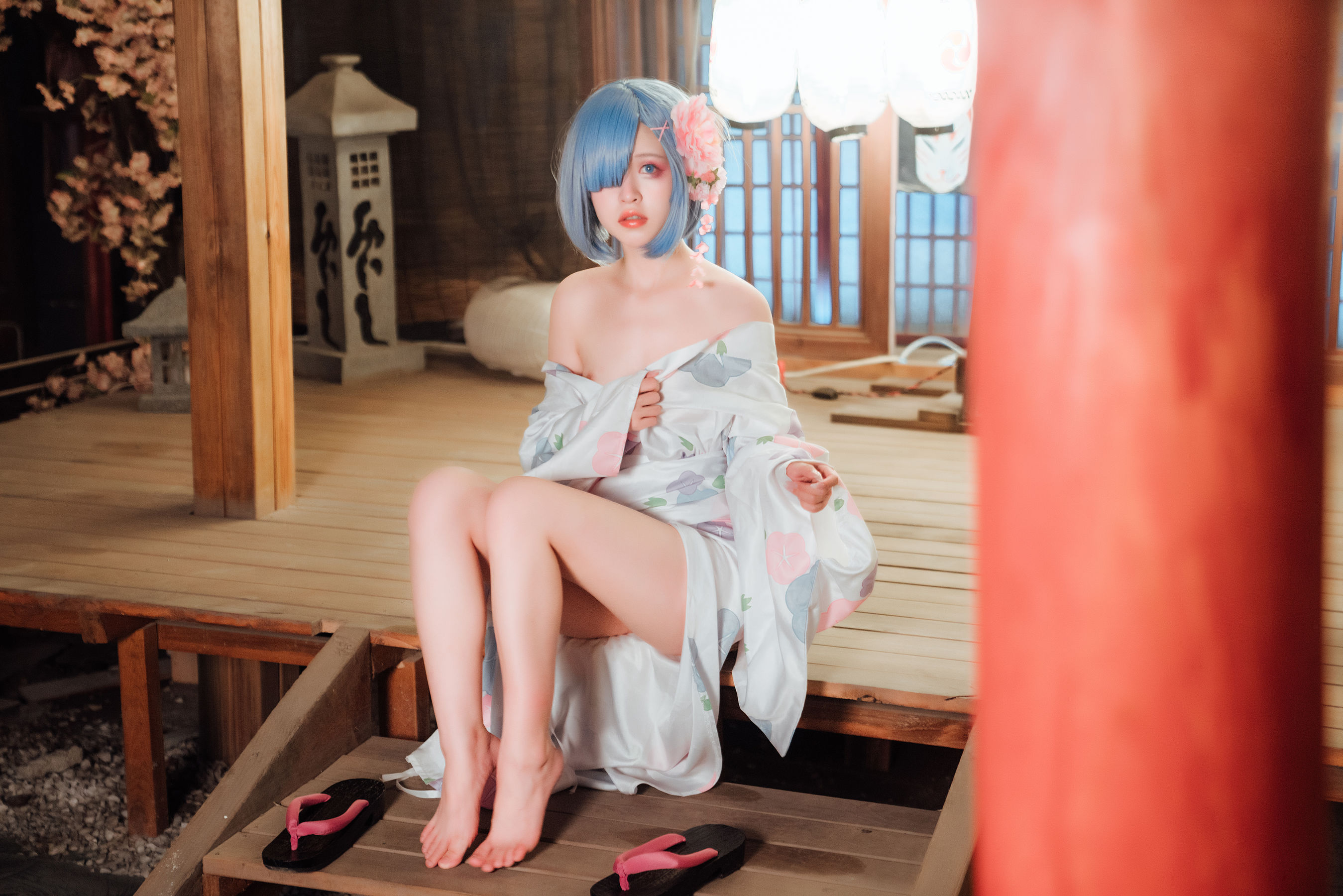 [网红COSER] 美少女晕崽 - 和服雷姆/(46P)