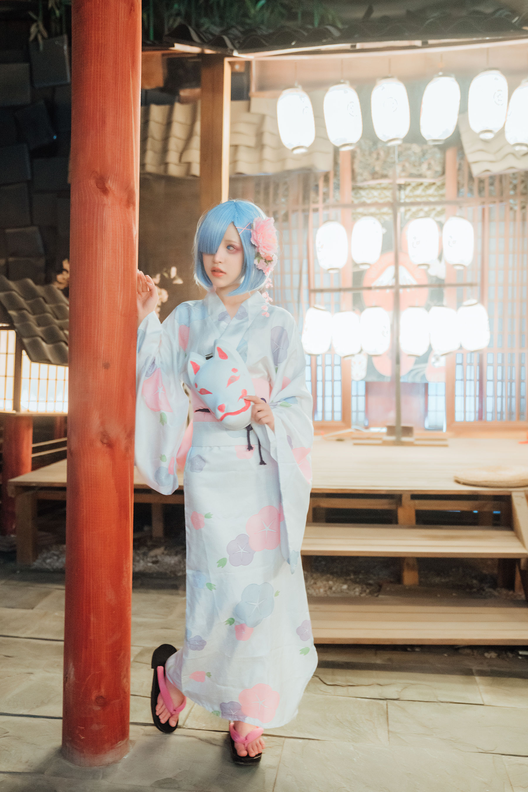 [网红COSER] 美少女晕崽 - 和服雷姆/(46P)