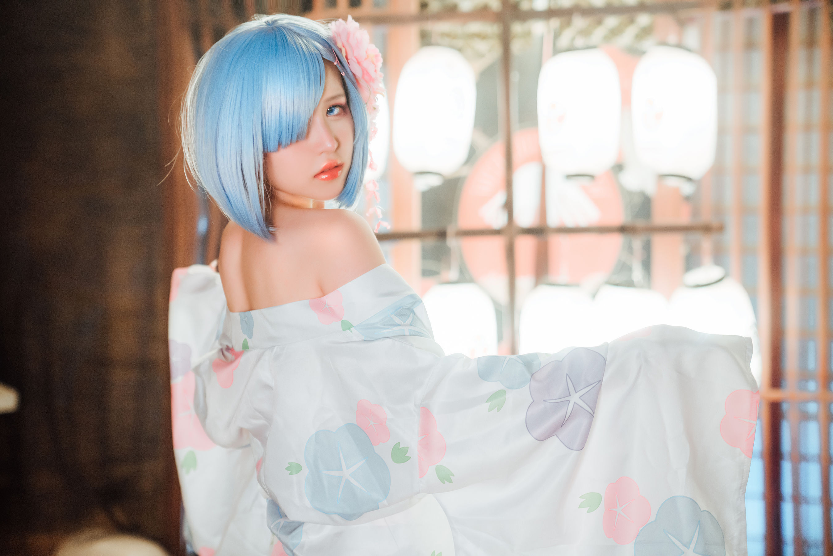 [网红COSER] 美少女晕崽 - 和服雷姆/(46P)