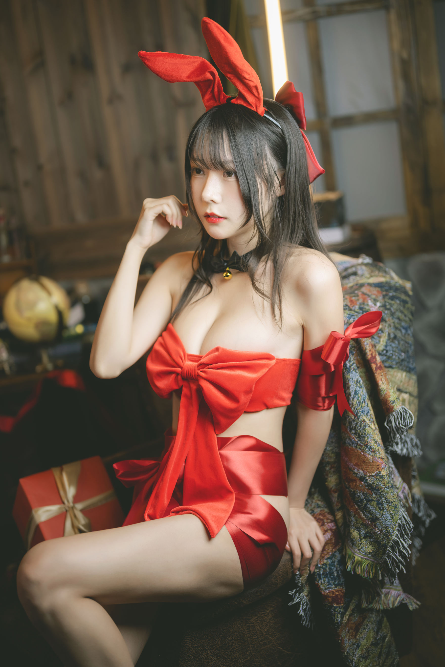 [网红COSER] 香草喵露露写真 - 杨枝甘露 红色丝带礼物/(54P)