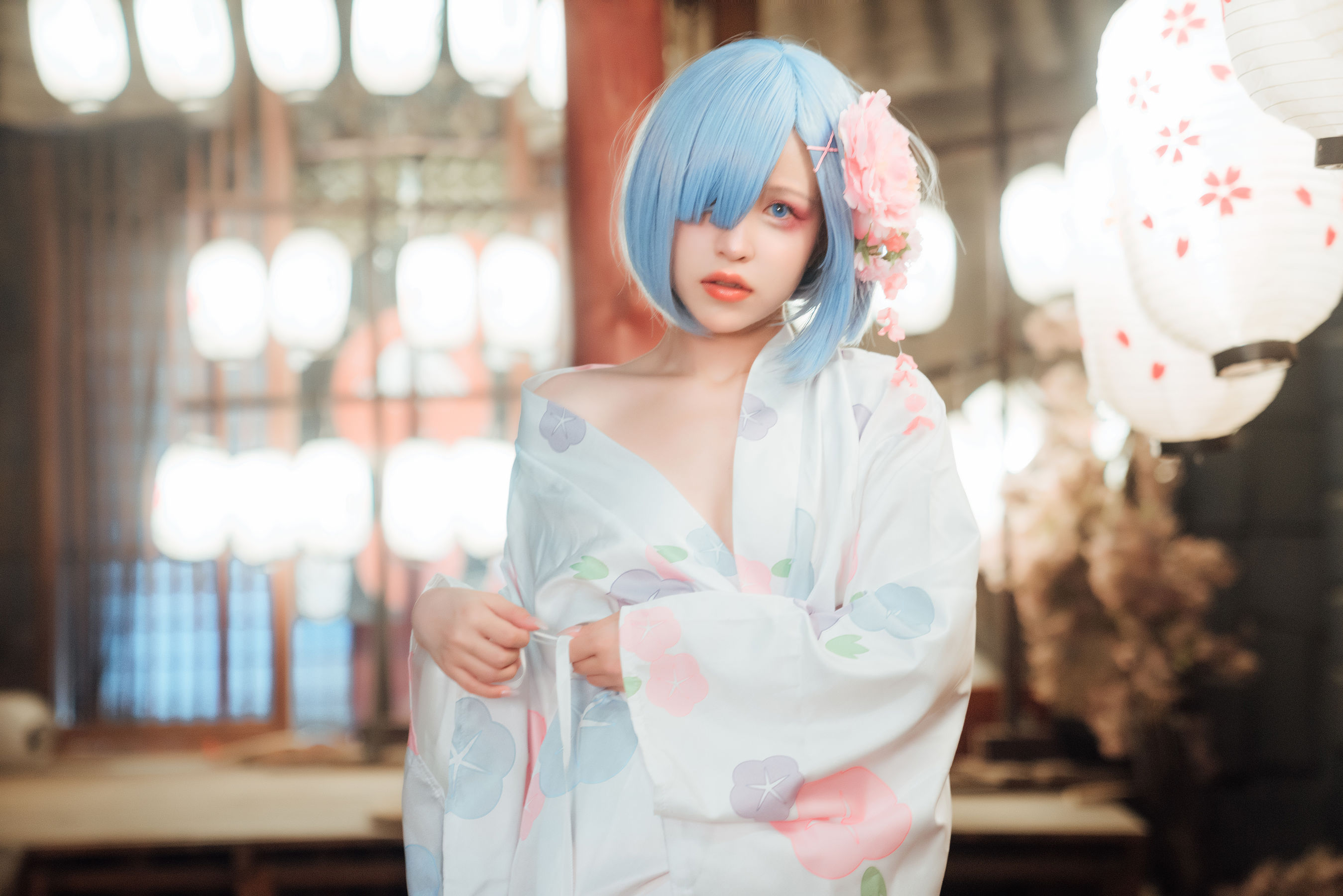 [网红COSER] 美少女晕崽 - 和服雷姆/(46P)