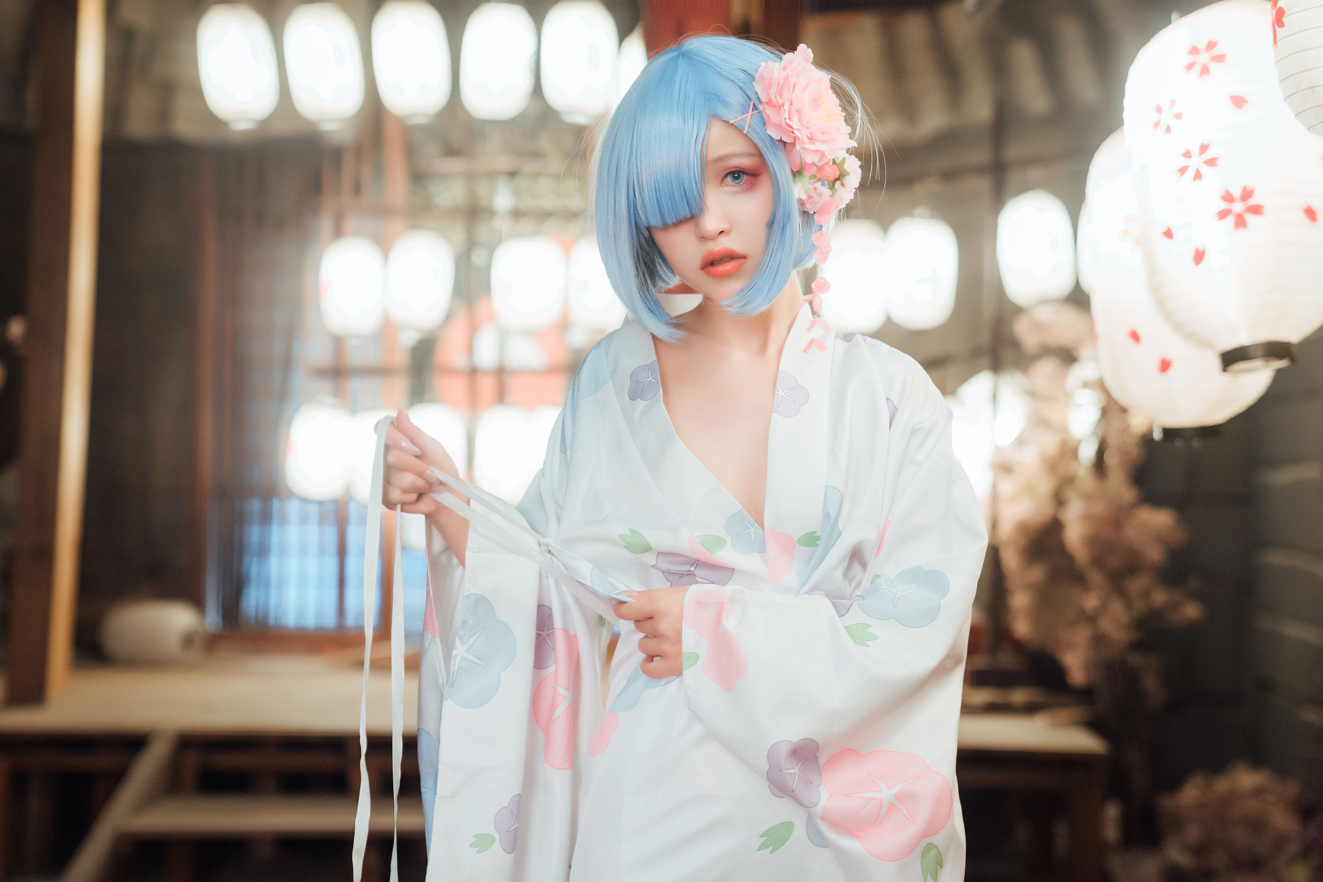 [网红COSER] 美少女晕崽 - 和服雷姆/(46P)