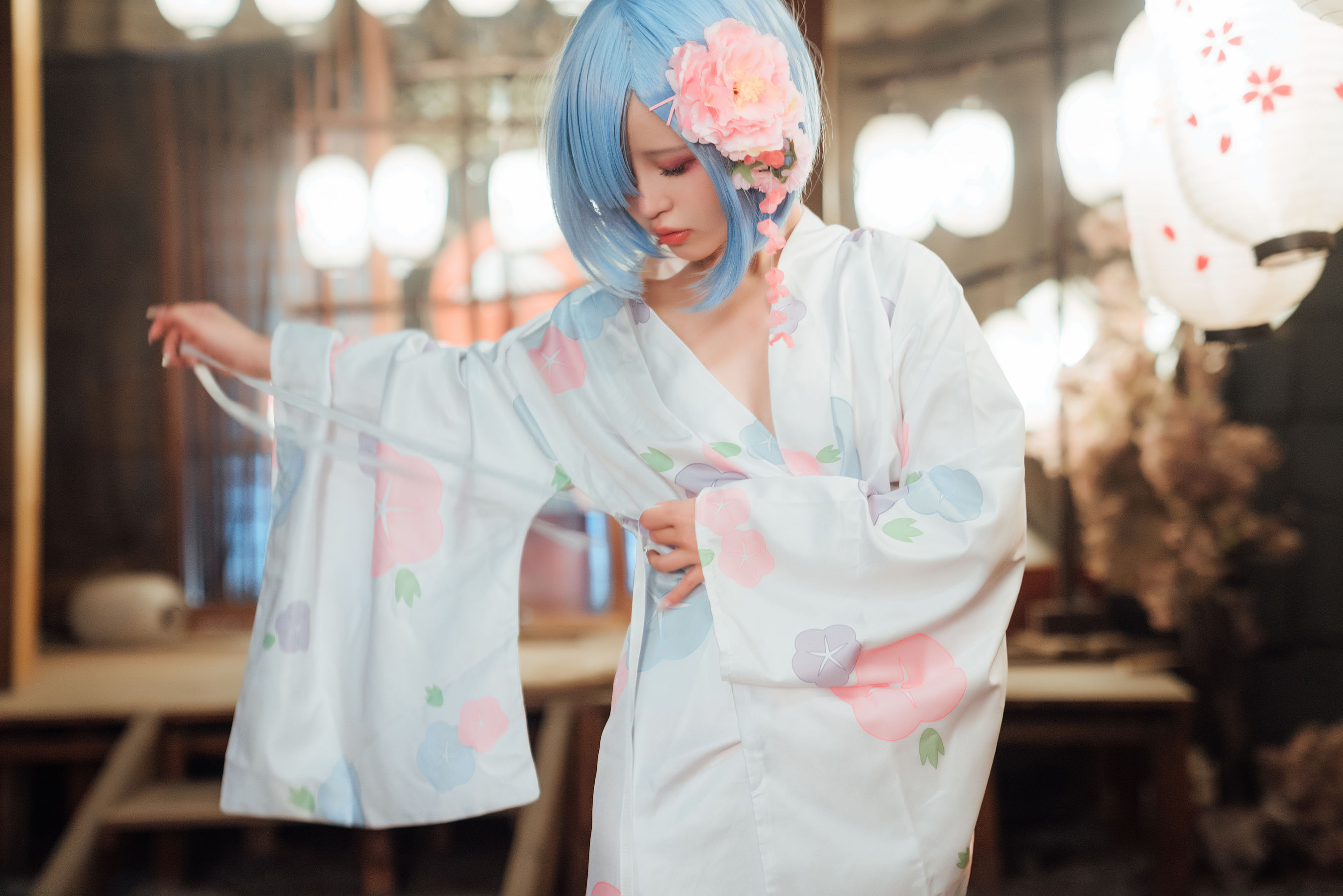 [网红COSER] 美少女晕崽 - 和服雷姆/(46P)