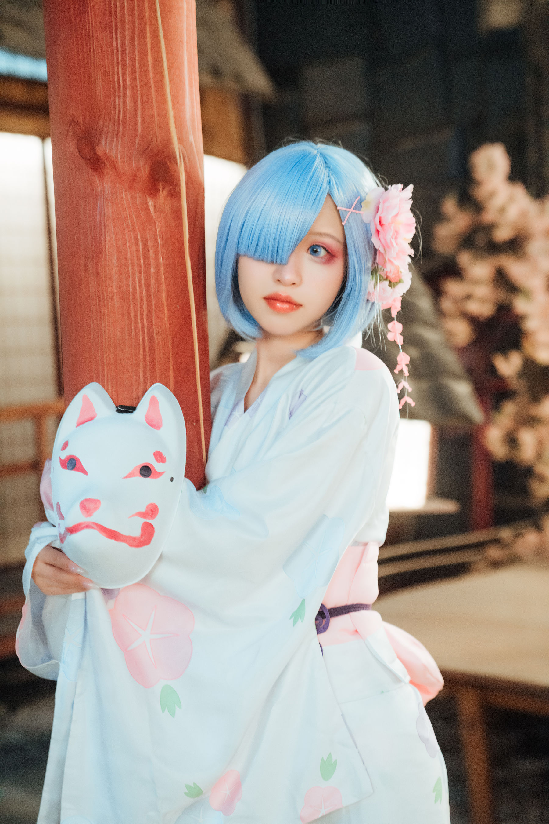 [网红COSER] 美少女晕崽 - 和服雷姆/(46P)