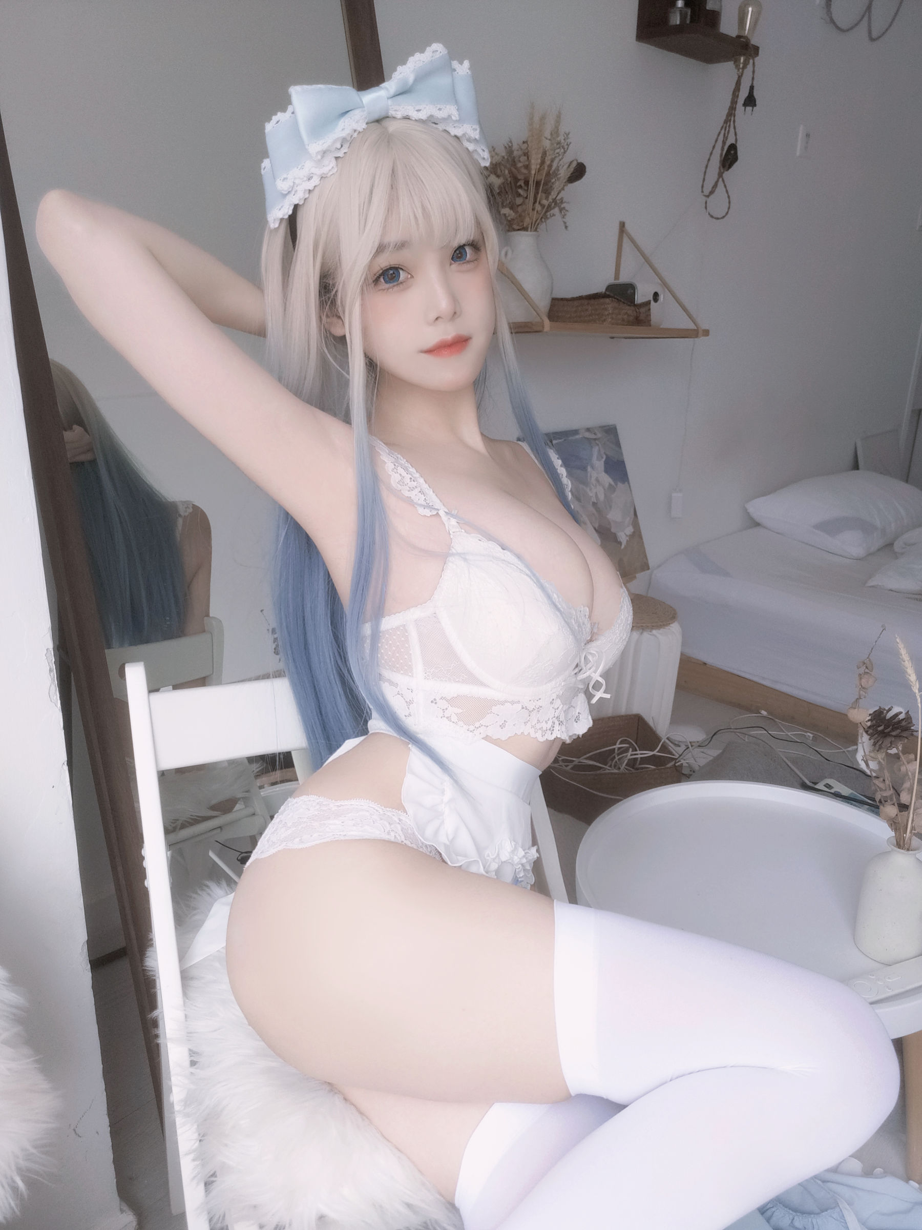 [网红COSER] 萌系小姐姐蜜汁猫裘 - 蓝女仆/(27P)