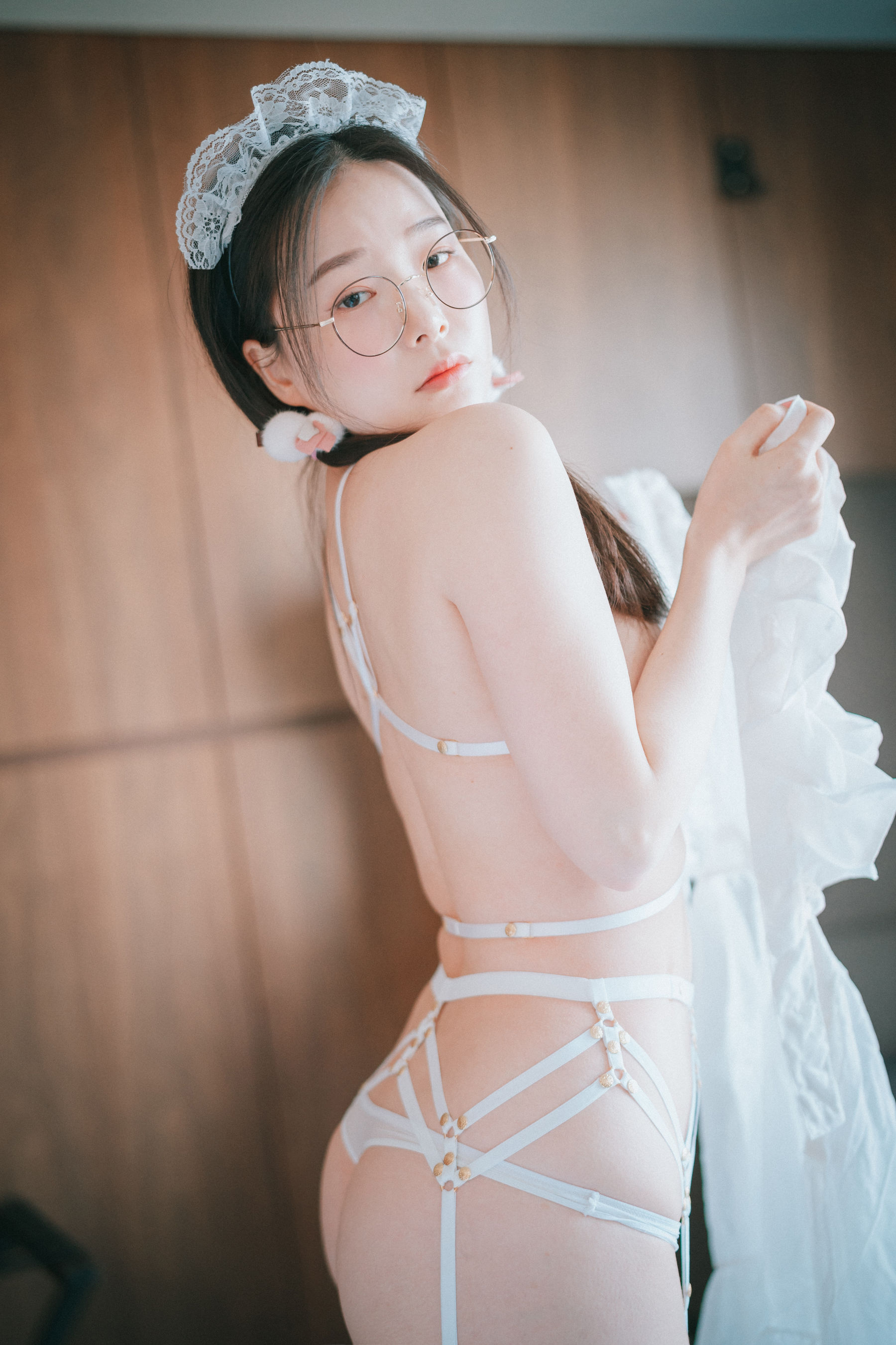 [DJAWA]  PIA - Sheer Chiffon Apron/(65P)