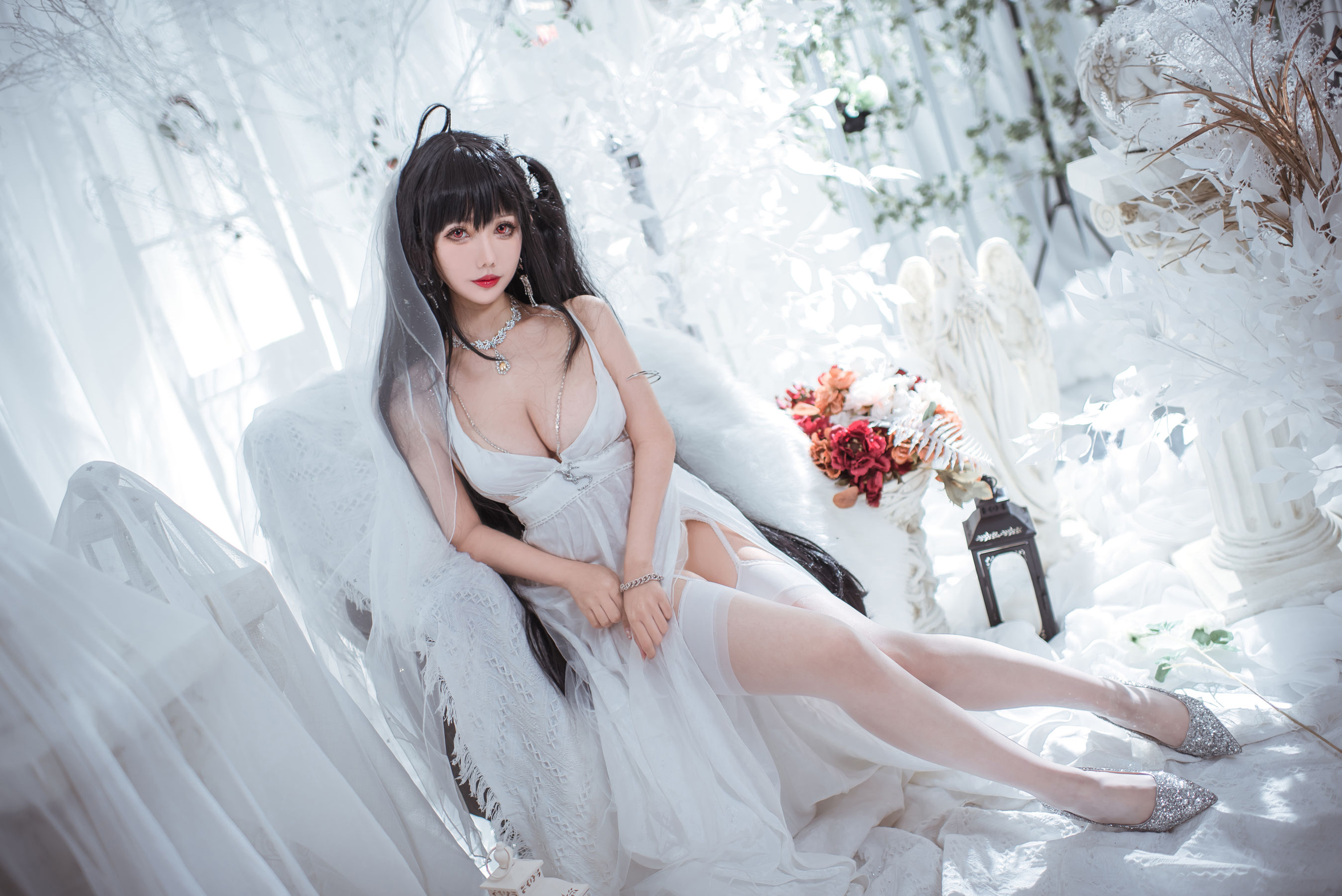 [福利COS] 仙女月 - 大凤纯白婚纱/(30P)