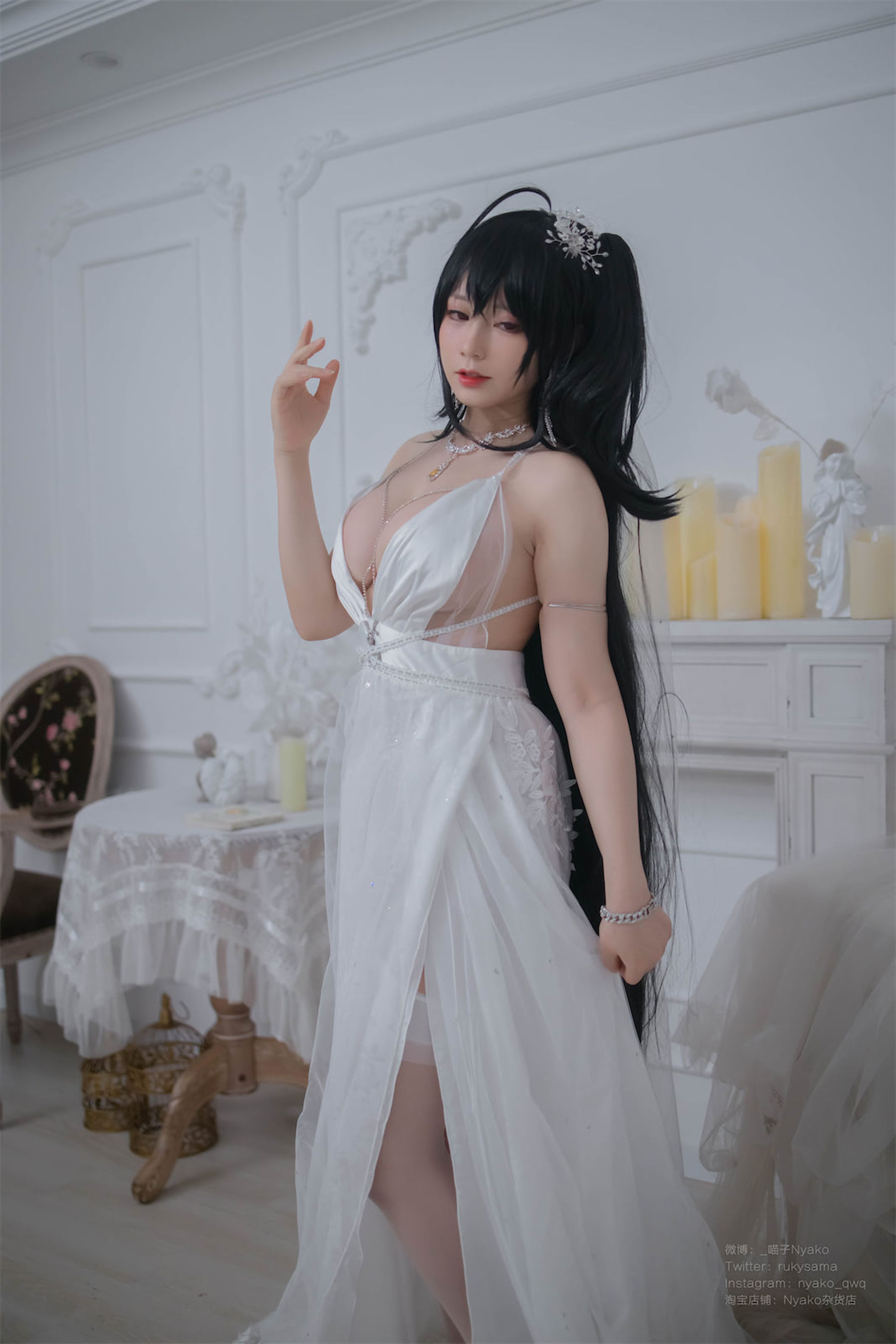 [福利COS] 萌妹子Nyako喵子 - 大凤纯白婚纱/(65P)