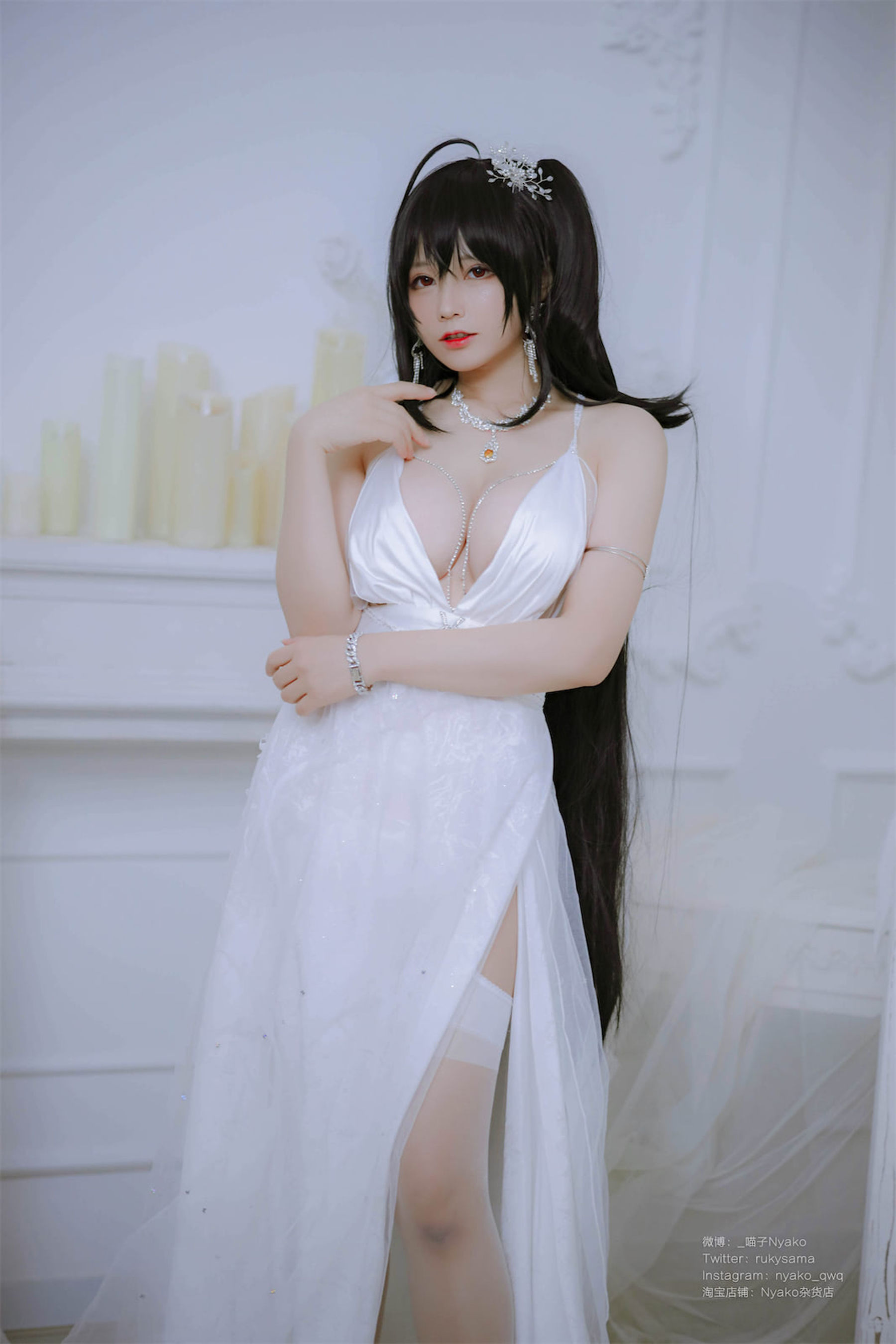 [福利COS] 萌妹子Nyako喵子 - 大凤纯白婚纱/(65P)