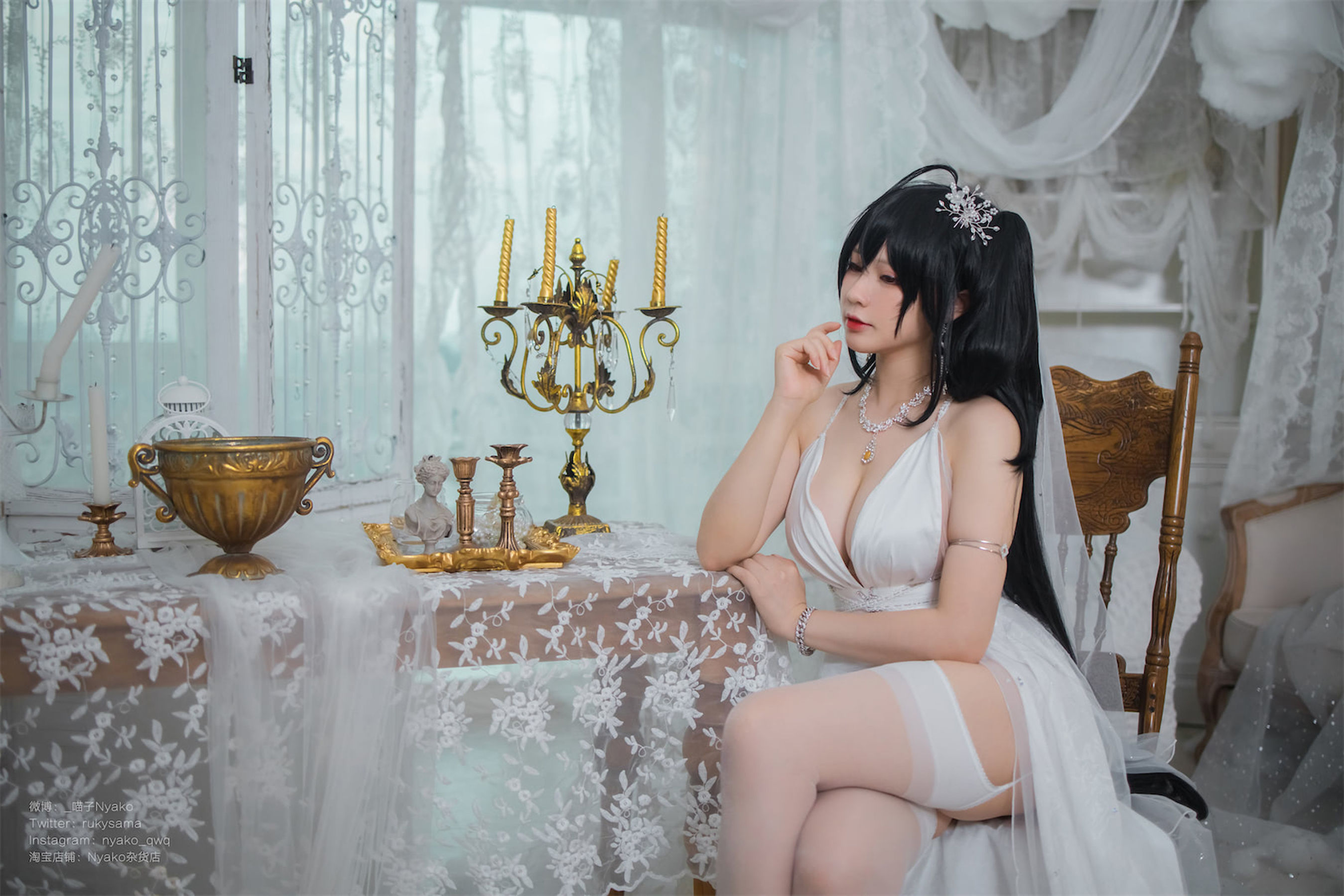 [福利COS] 萌妹子Nyako喵子 - 大凤纯白婚纱/(65P)