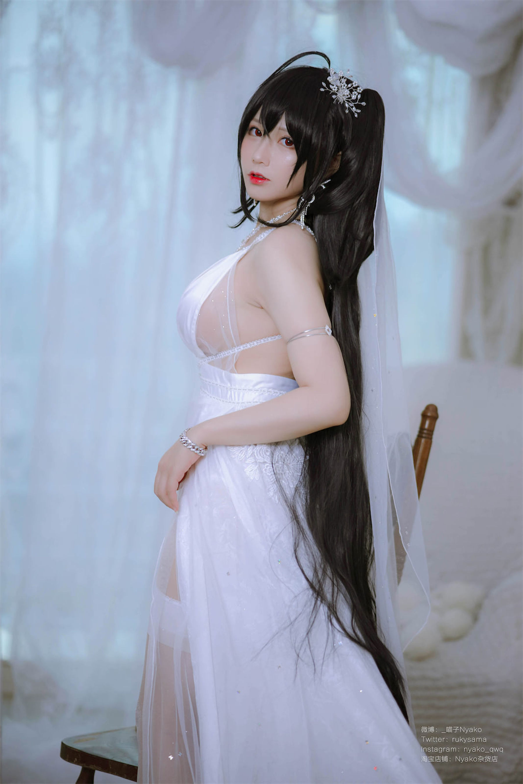 [福利COS] 萌妹子Nyako喵子 - 大凤纯白婚纱/(65P)