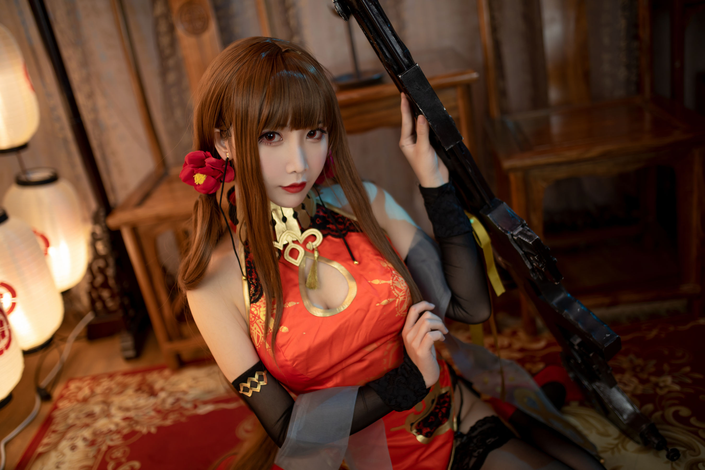 [福利COS] 可爱人气Coser面饼仙儿 - DSR50 红牡丹/(34P)