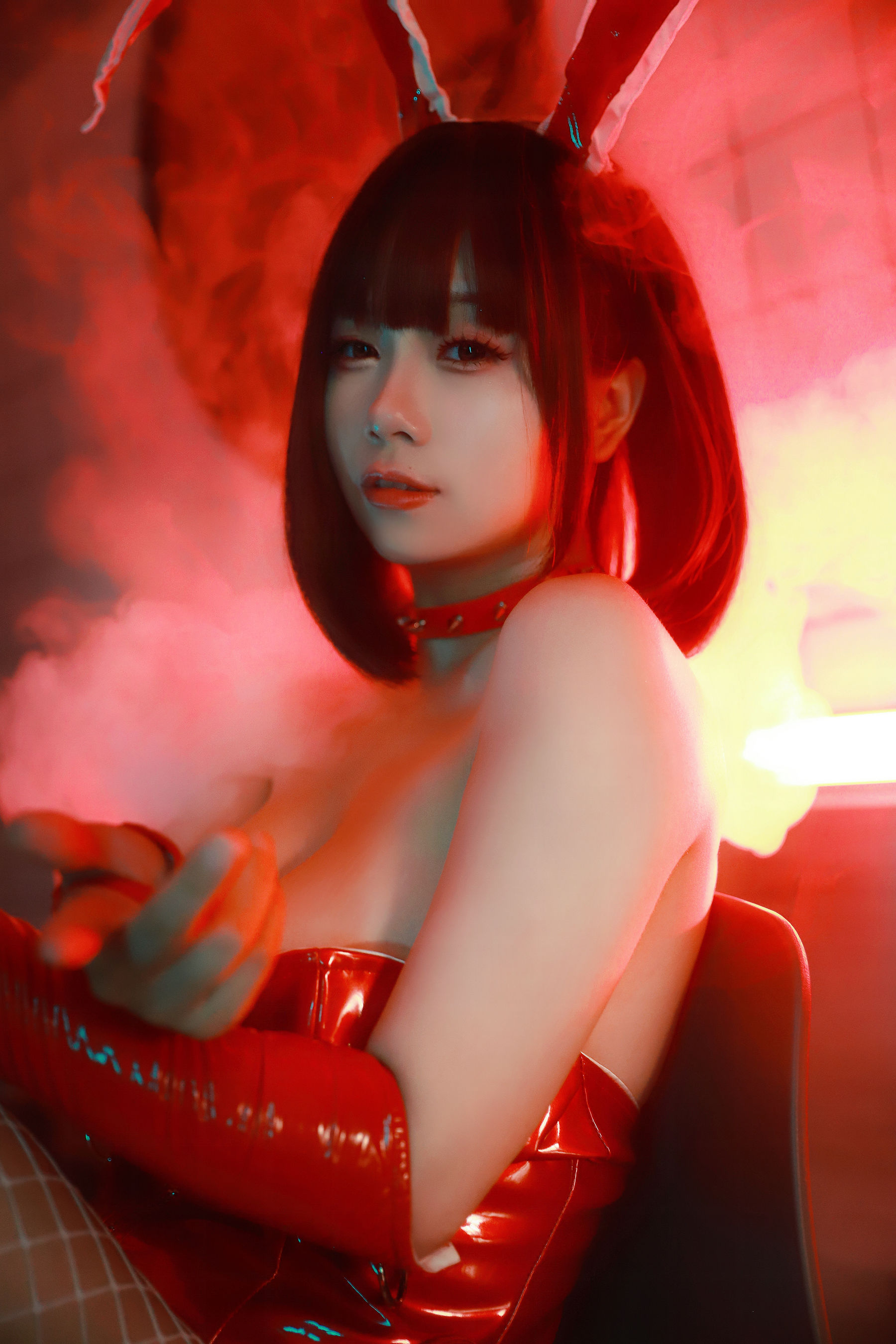 [福利COS] 末夜787 - 红色兔女郎/(34P)