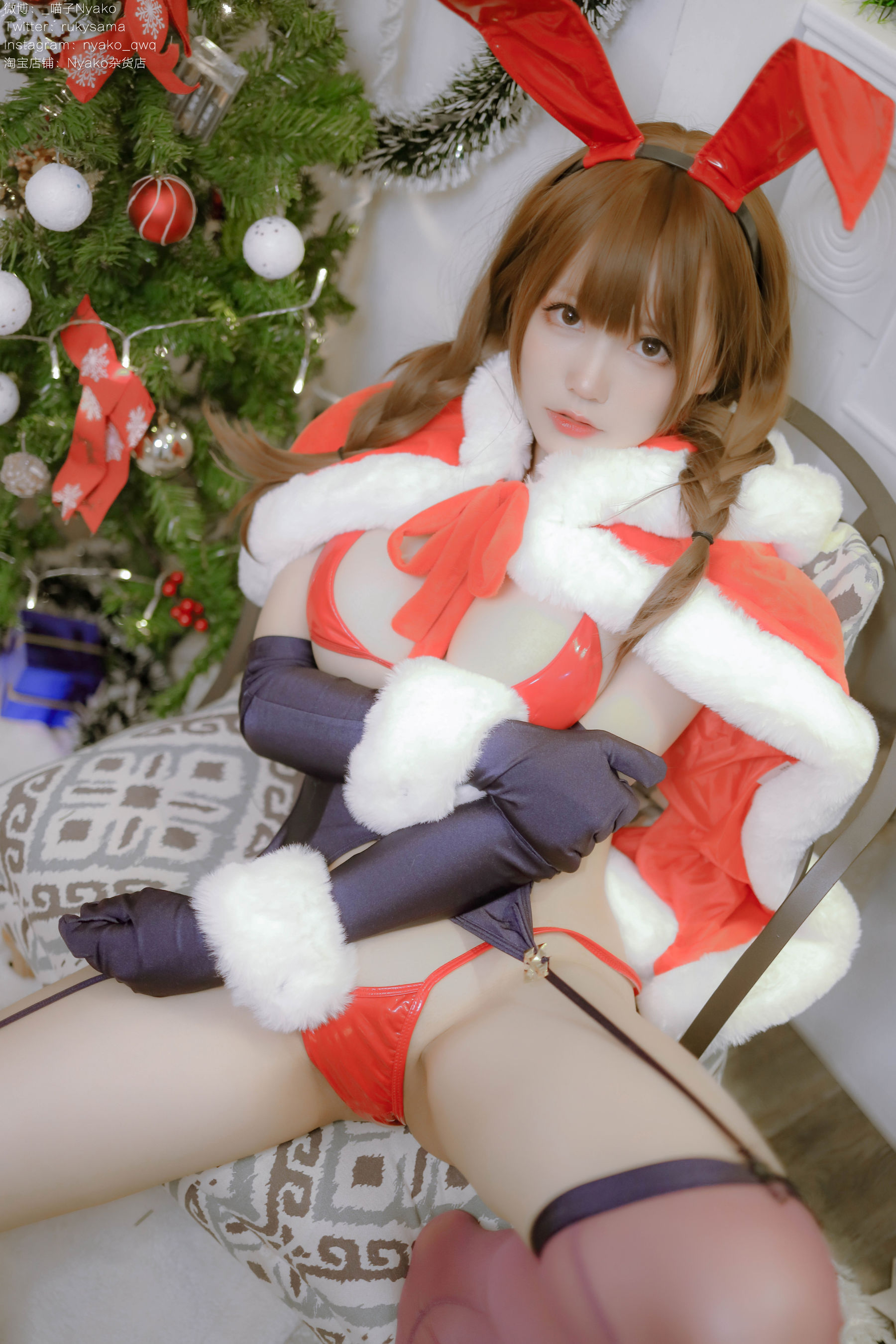 [福利COS] 萌妹子Nyako喵子 - Christmas Bunny/(155P)