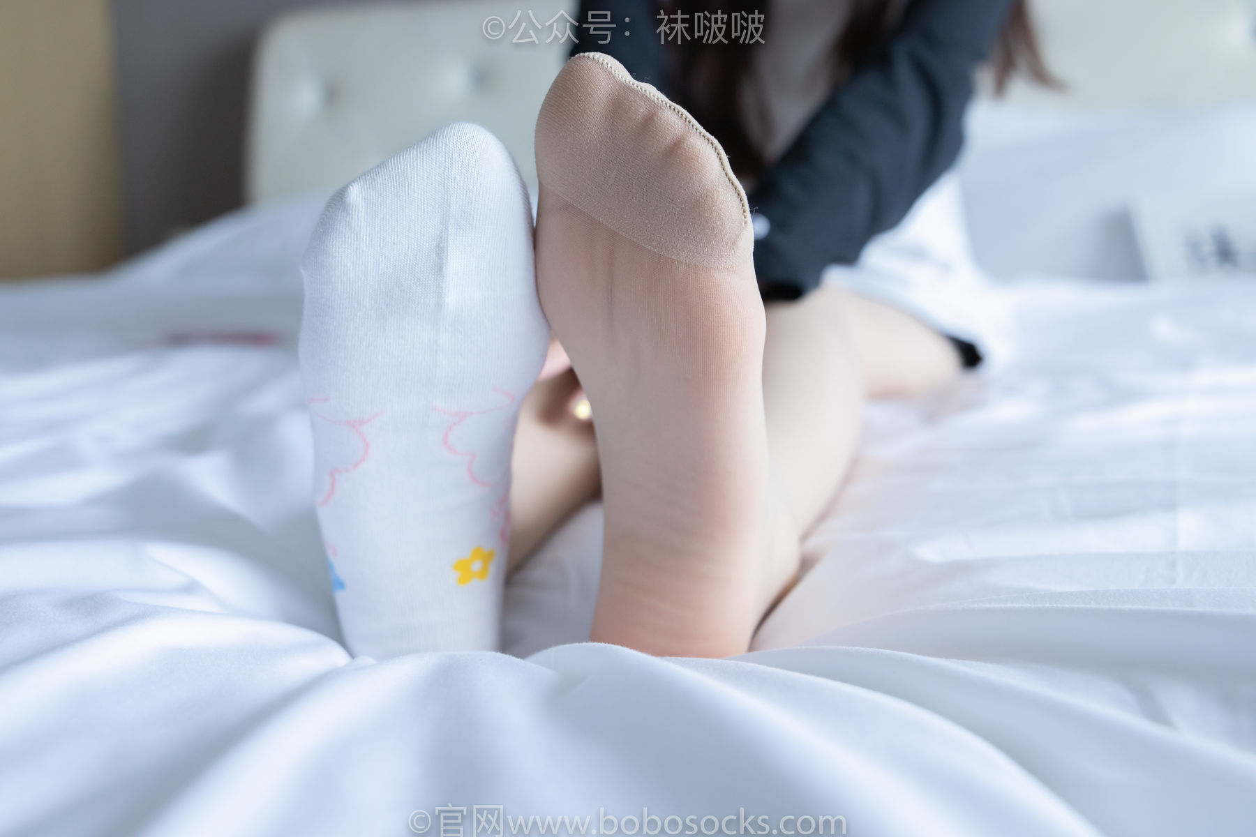 BoBoSocks袜啵啵 No.015 稚予-阿迪板鞋、白色短棉袜、肉丝/(148P)