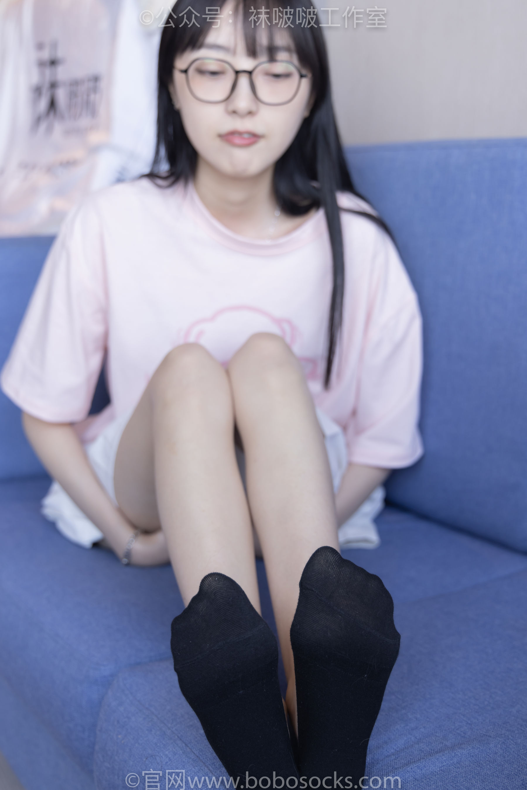 BoBoSocks袜啵啵 No.091 稚予-板鞋、淡粉色船袜、黑色船袜、裸足/(148P)