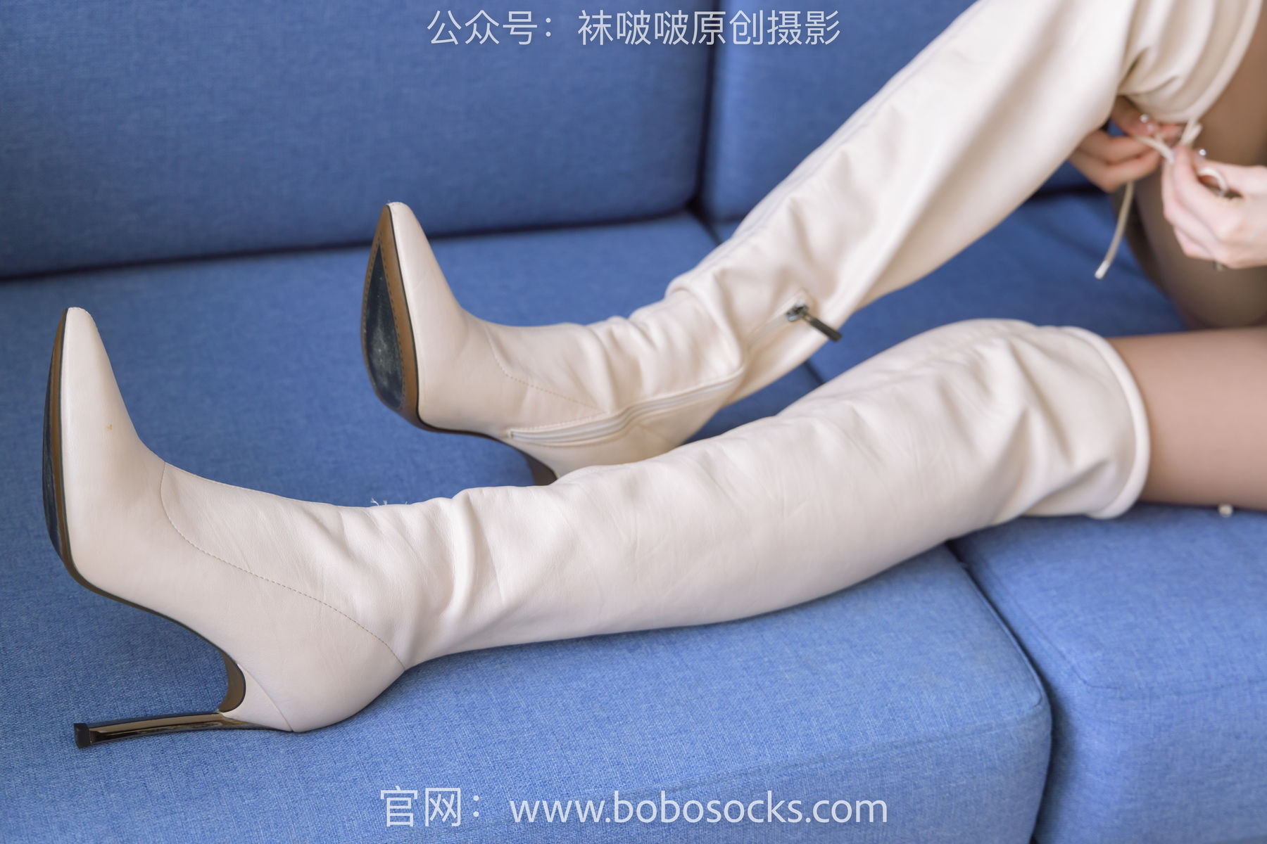 BoBoSocks袜啵啵 No.133 稚予-高跟长靴、白棉袜、咖啡丝/(140P)