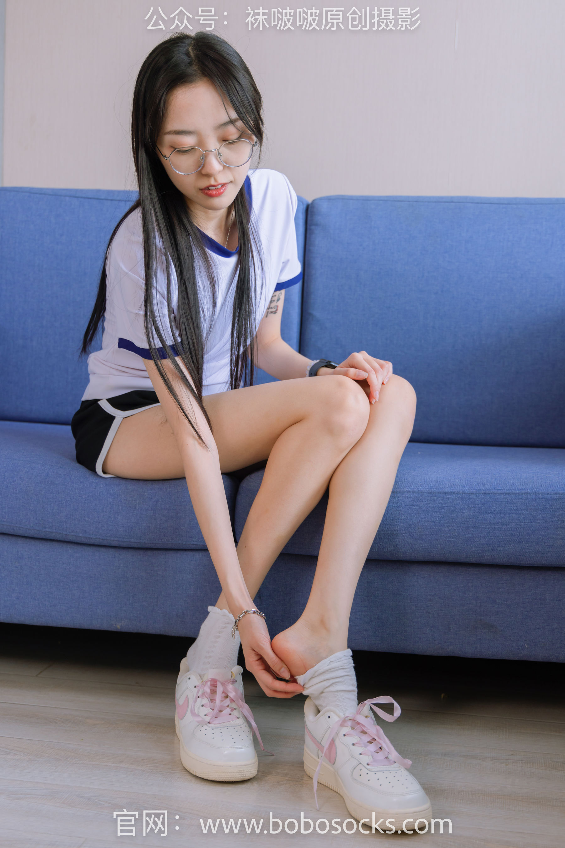 BoBoSocks袜啵啵 No.147 稚予-空军一号板鞋、白棉袜、体操服/(139P)