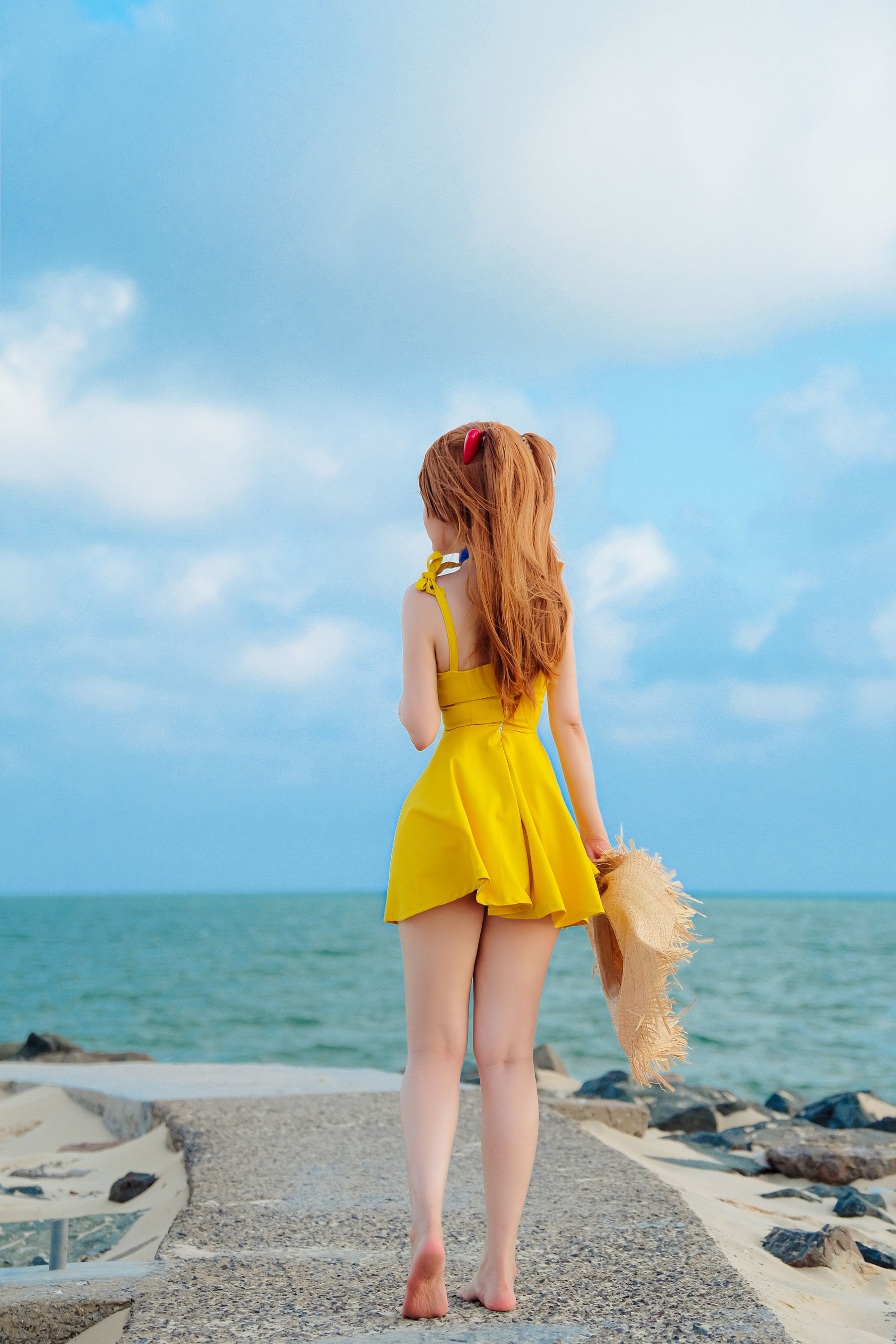 Coser小姐姐Potato Godzilla - Asuka Yellow Dress/(27P)