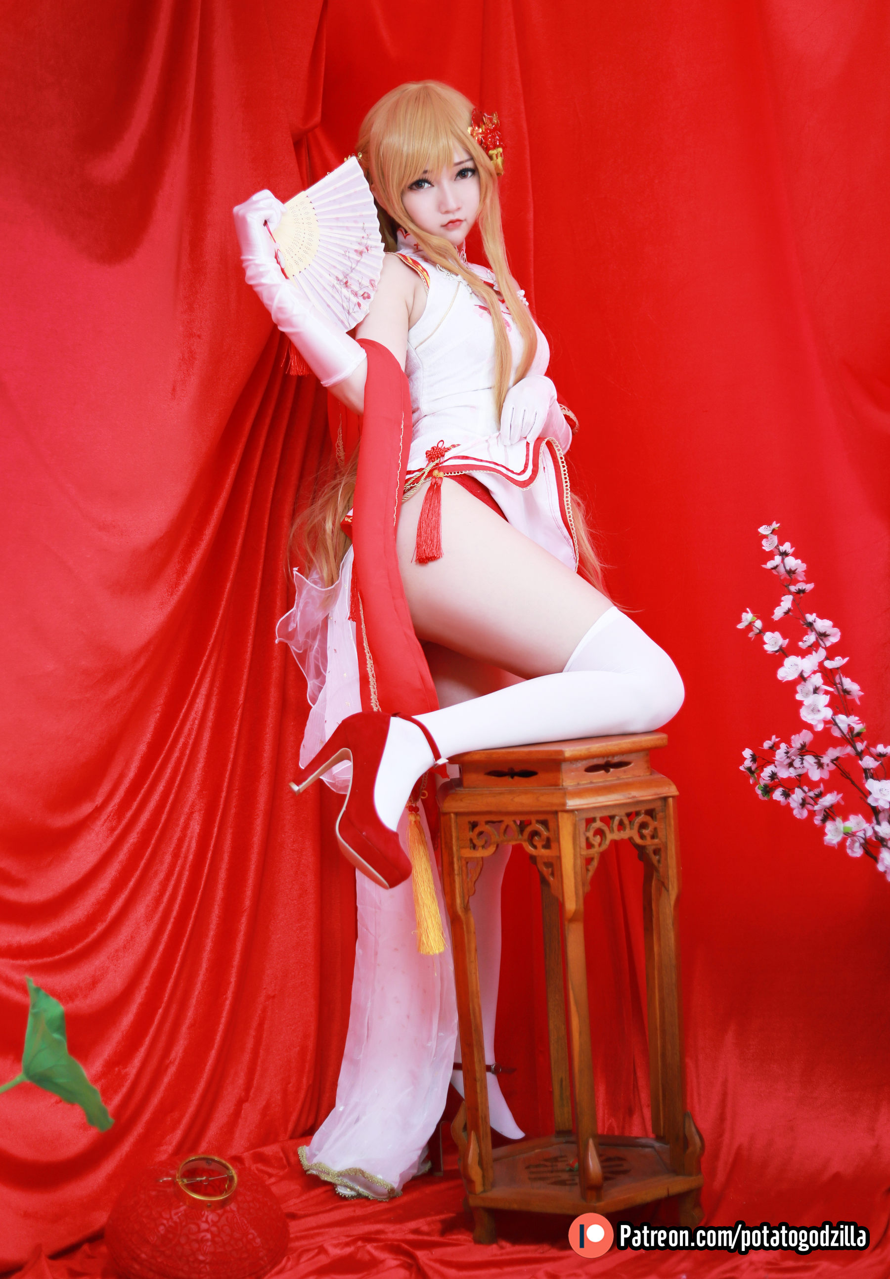 Coser小姐姐Potato Godzilla - Asuna Yuuki Qipao/(53P)