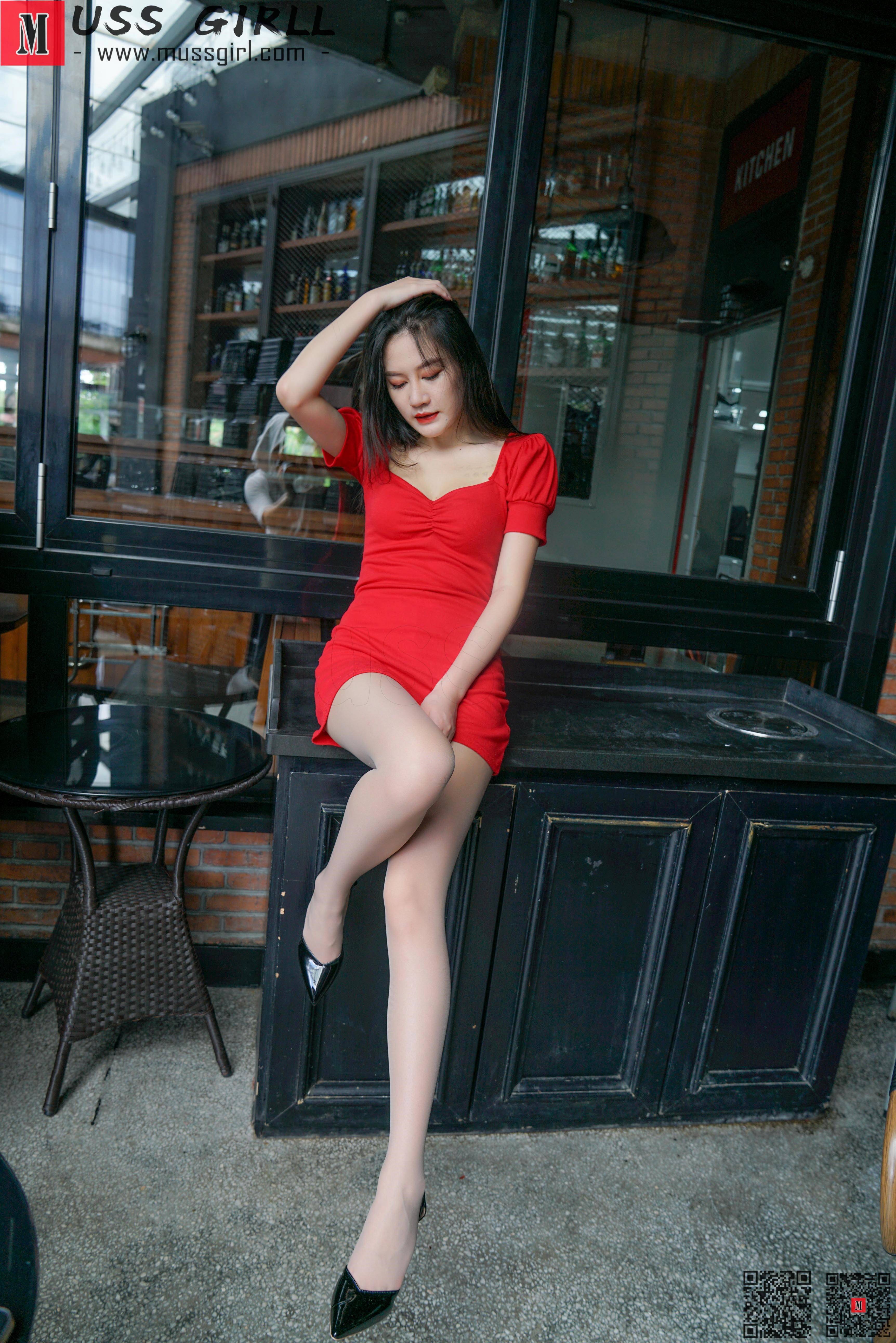 [慕丝女郎MussGirl] No.206 红色包臀裙肉丝高跟/(93P)