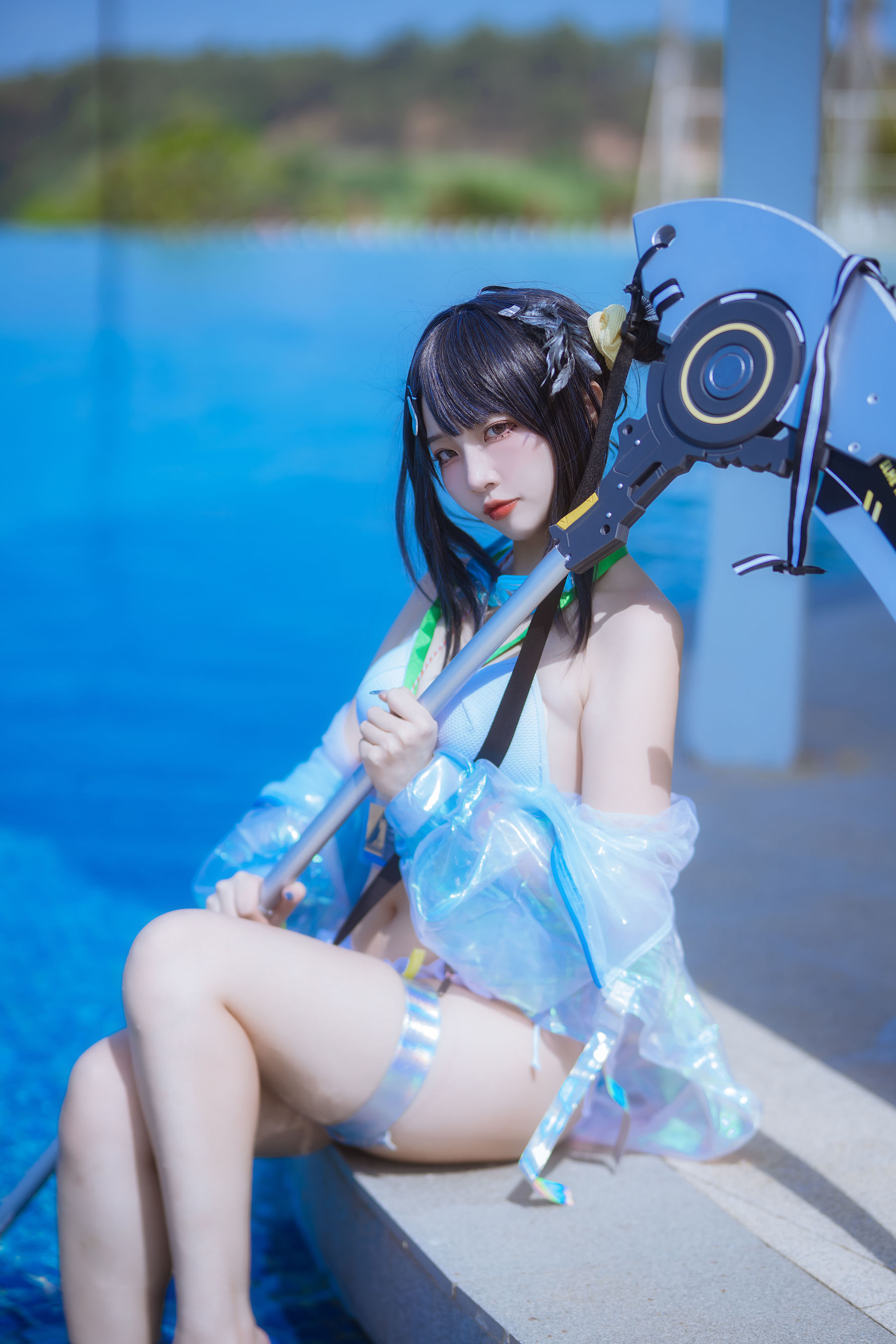 人气Coser 二佐Nisa - 泰拉夏日纪事 方舟羽毛笔泳装/(24P)