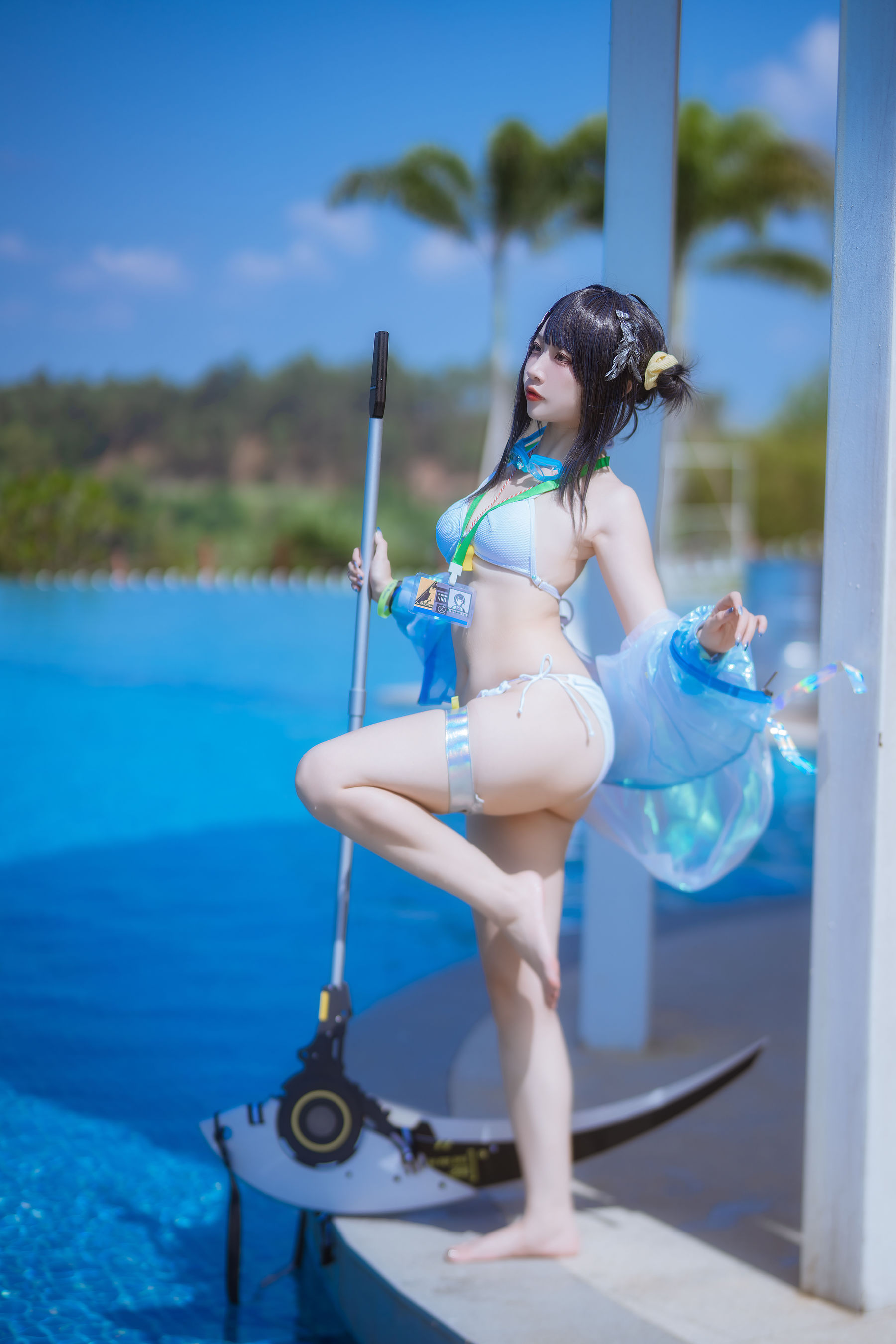 人气Coser 二佐Nisa - 泰拉夏日纪事 方舟羽毛笔泳装/(24P)